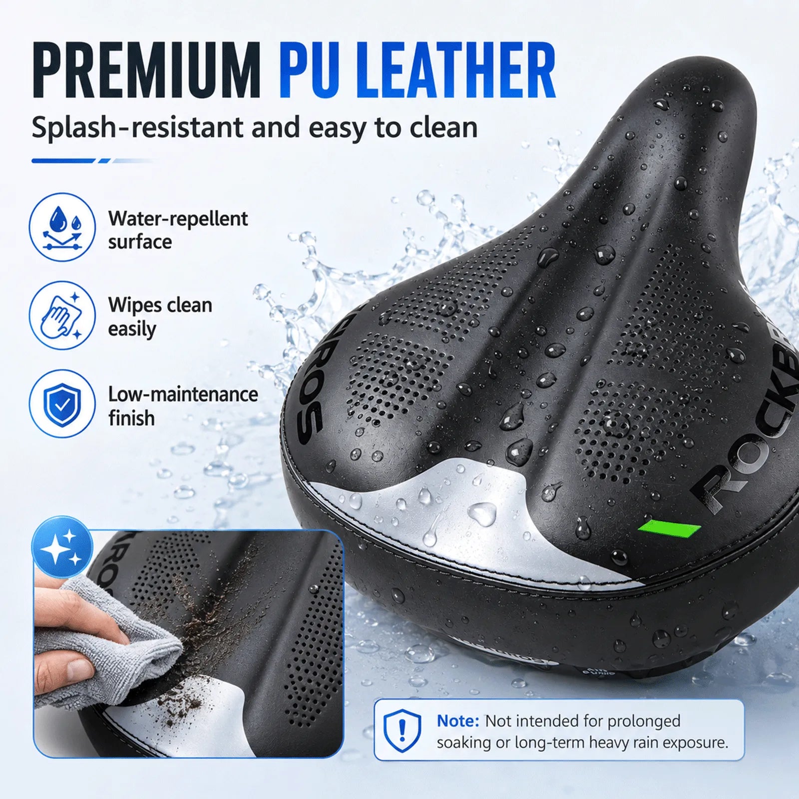 ROCKBROS inflatable shock absorbing bike saddle for smooth rides.