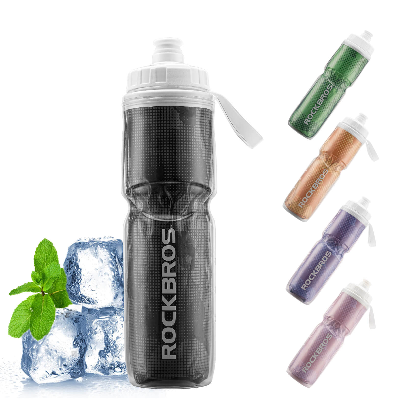 rockbros insulated cycling water bottle for outdoor rides.
#color_black