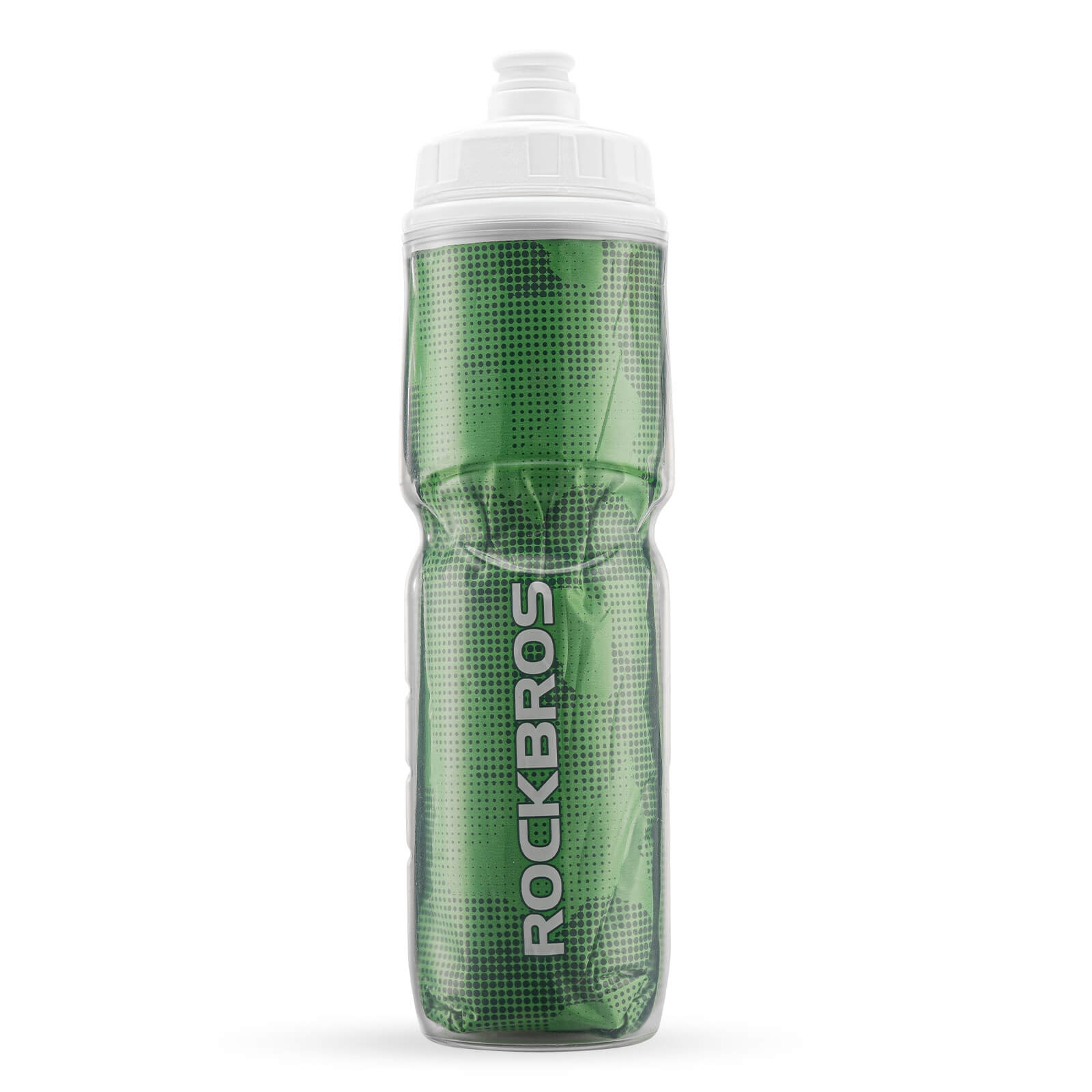 rockbros insulated cycling water bottle for outdoor rides.
#color_green