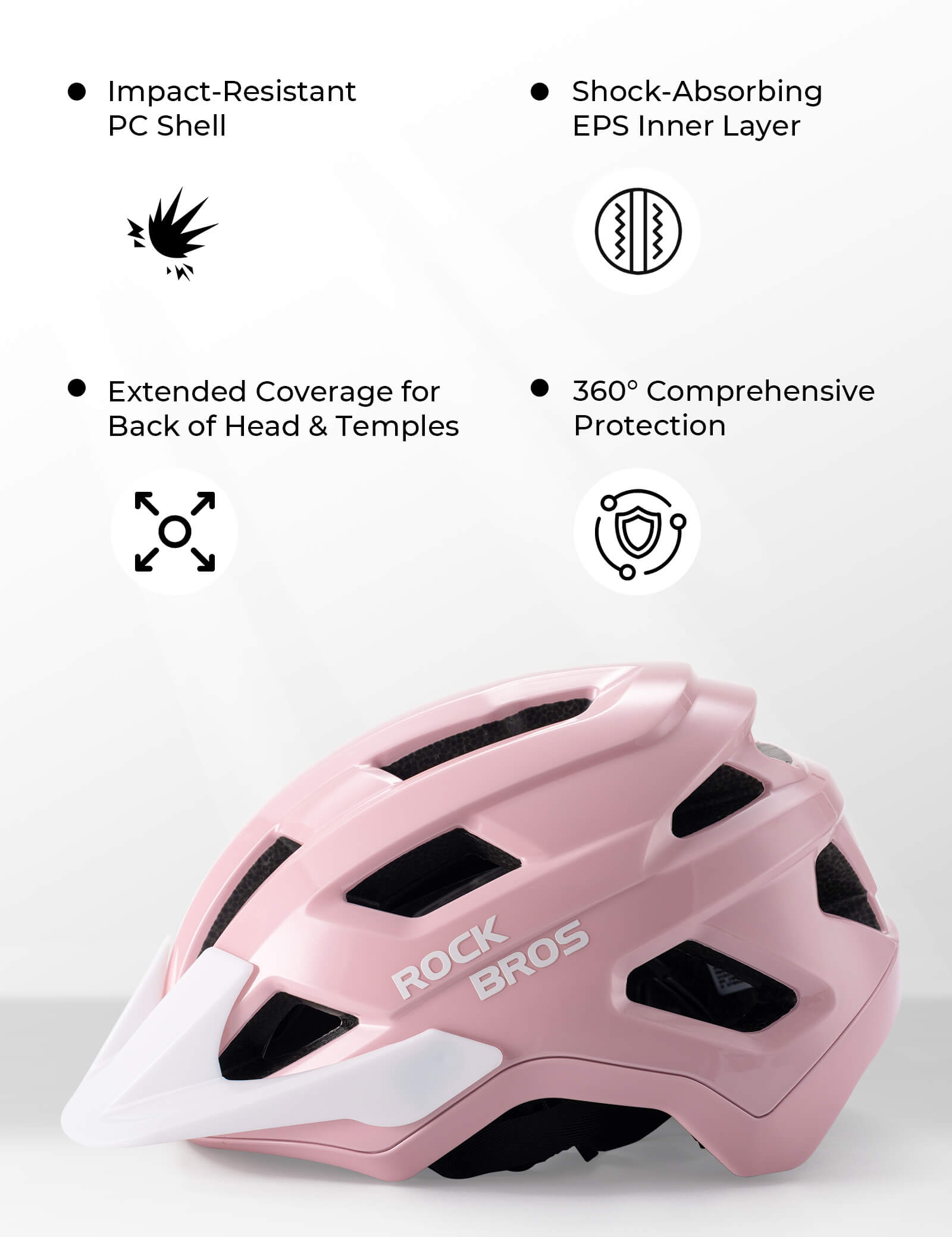 rockbros kickstart teen bike helmet all round protection for cycling skating and scooter.
#color_pink