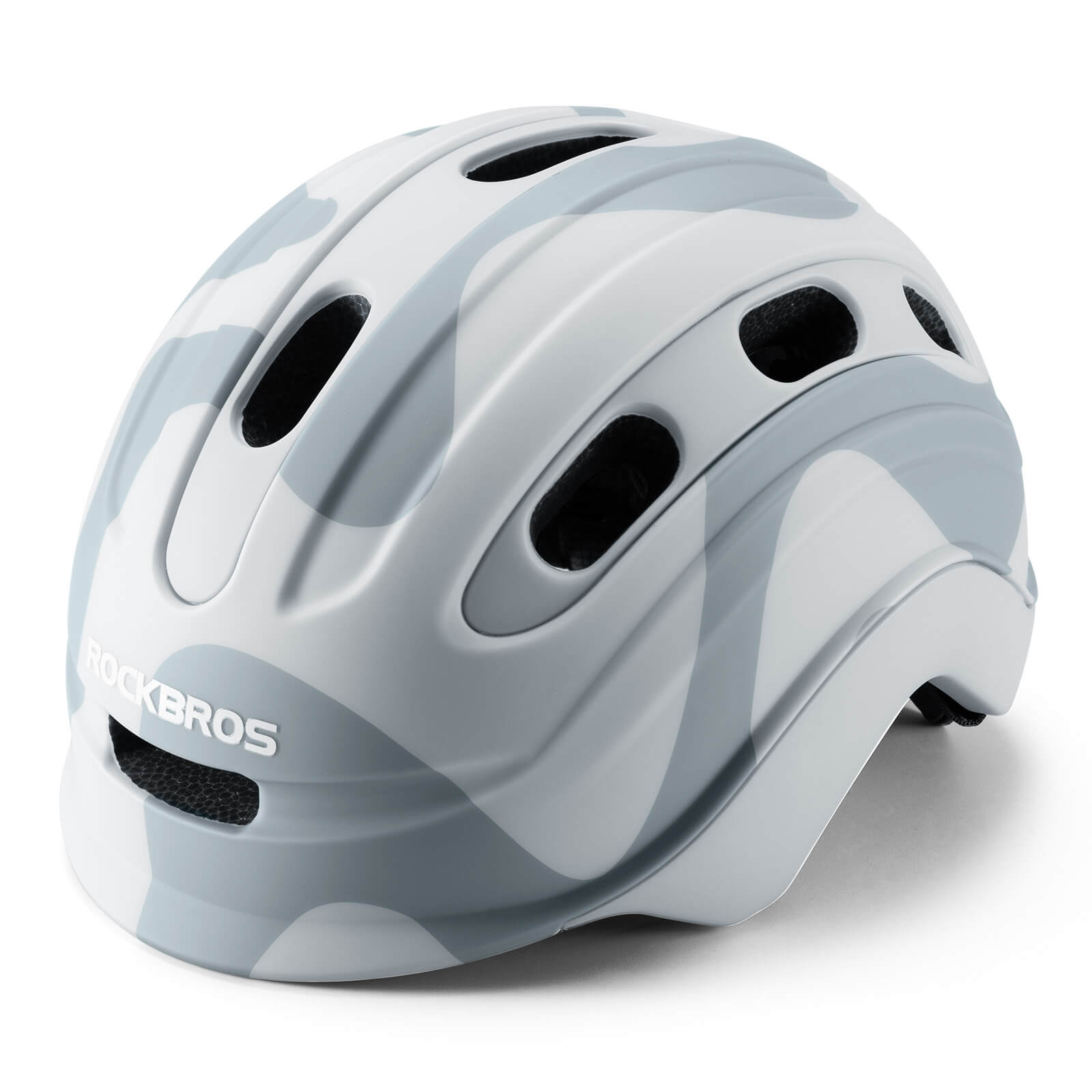 ROCKBROS kids’ bike helmet front view with lightweight protection.
#option_cloud grey
