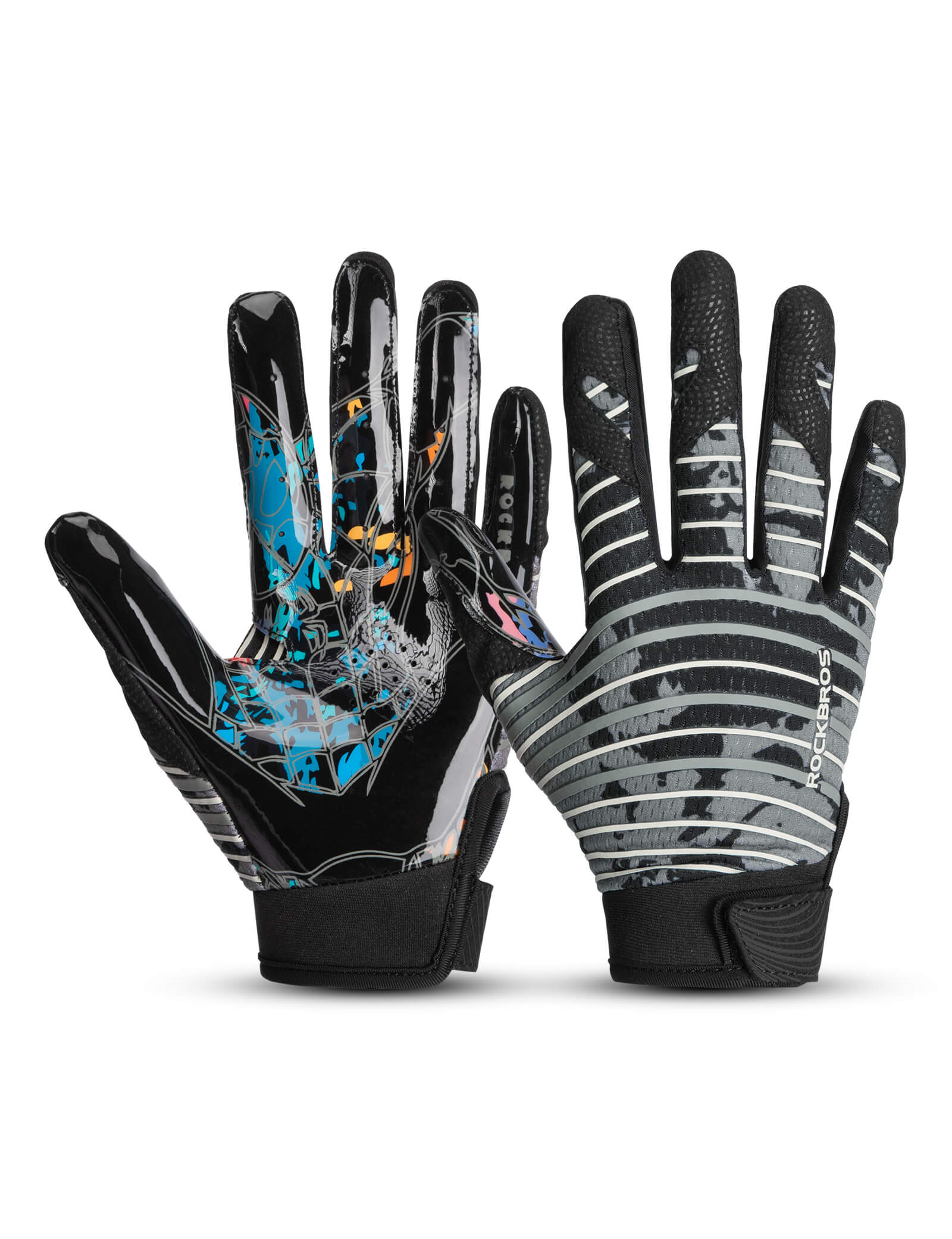 Close-up of ROCKBROS Kids Guardian Grip anti-slip full-finger cycling gloves, ideal for children's bike safety and comfort.