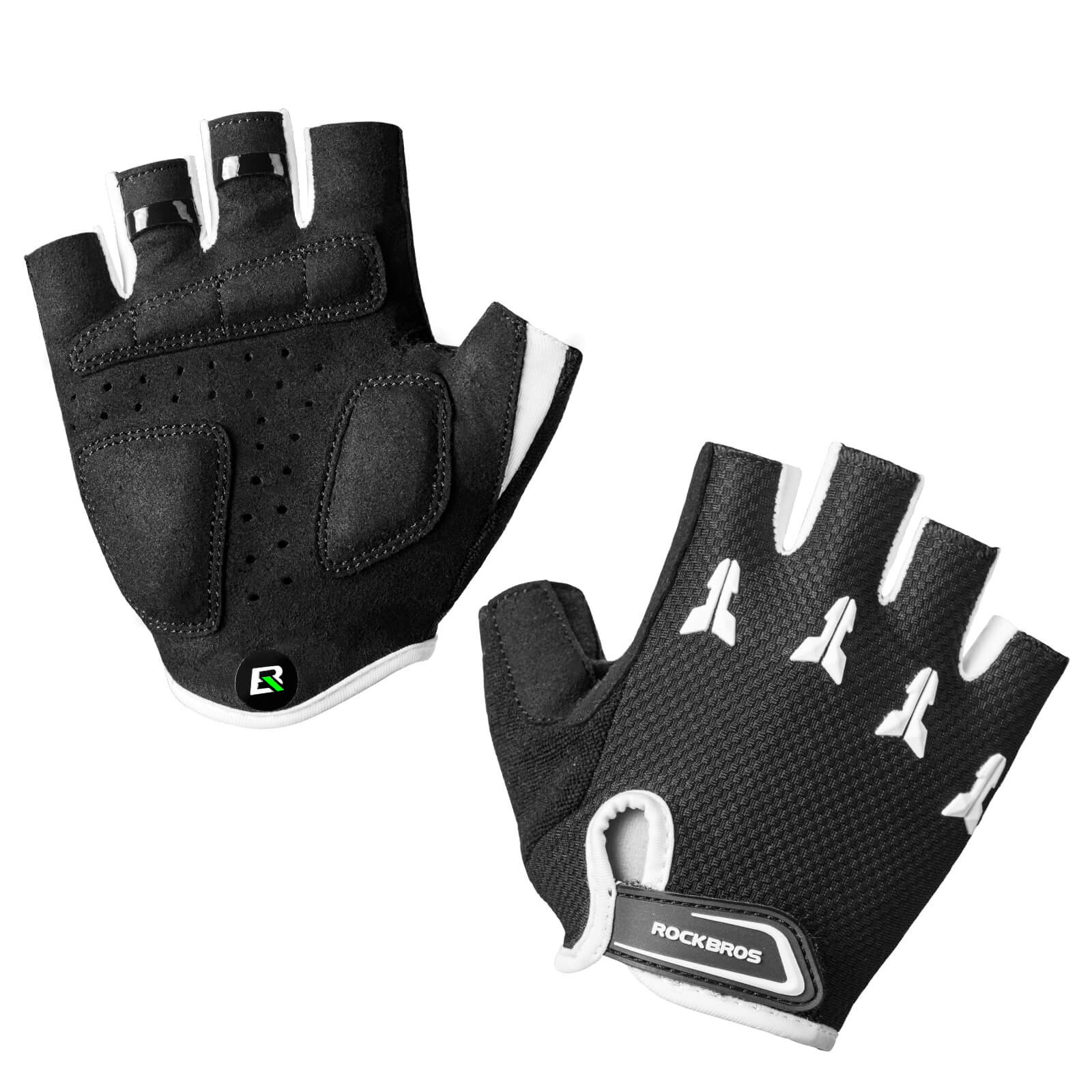 ROCKBROS Kids Half Finger Cycling Gloves in Black - Breathable Padded Bike Mitts for Boys and Girls.