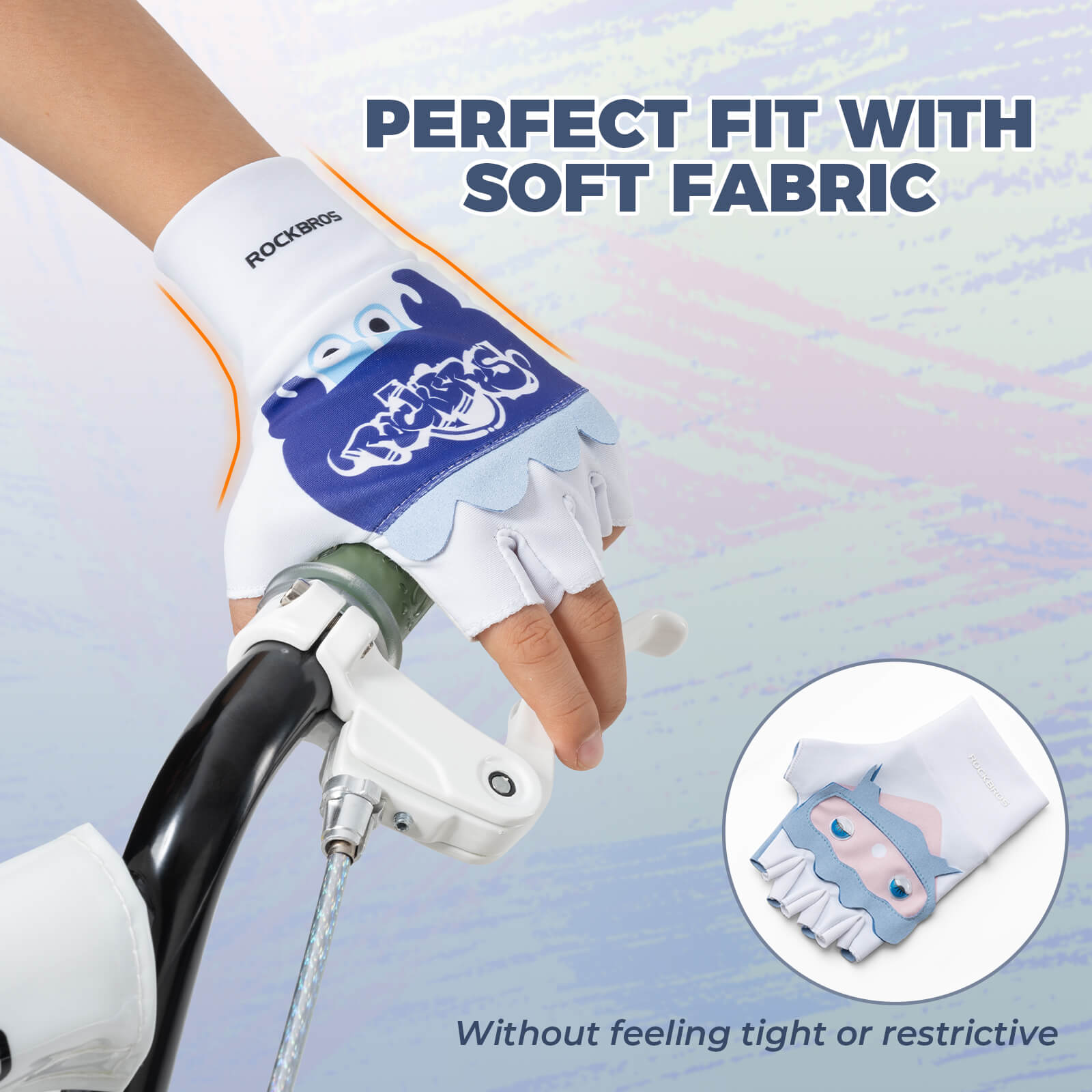 ROCKBROS kids half-finger cycling gloves featuring cute patterns for boys and girls.
#color_pink