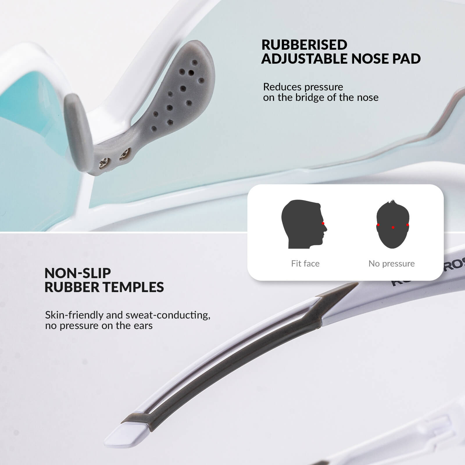 ROCKBROS kids photochromic bike sunglasses with adjustable frame.
#color_grey white