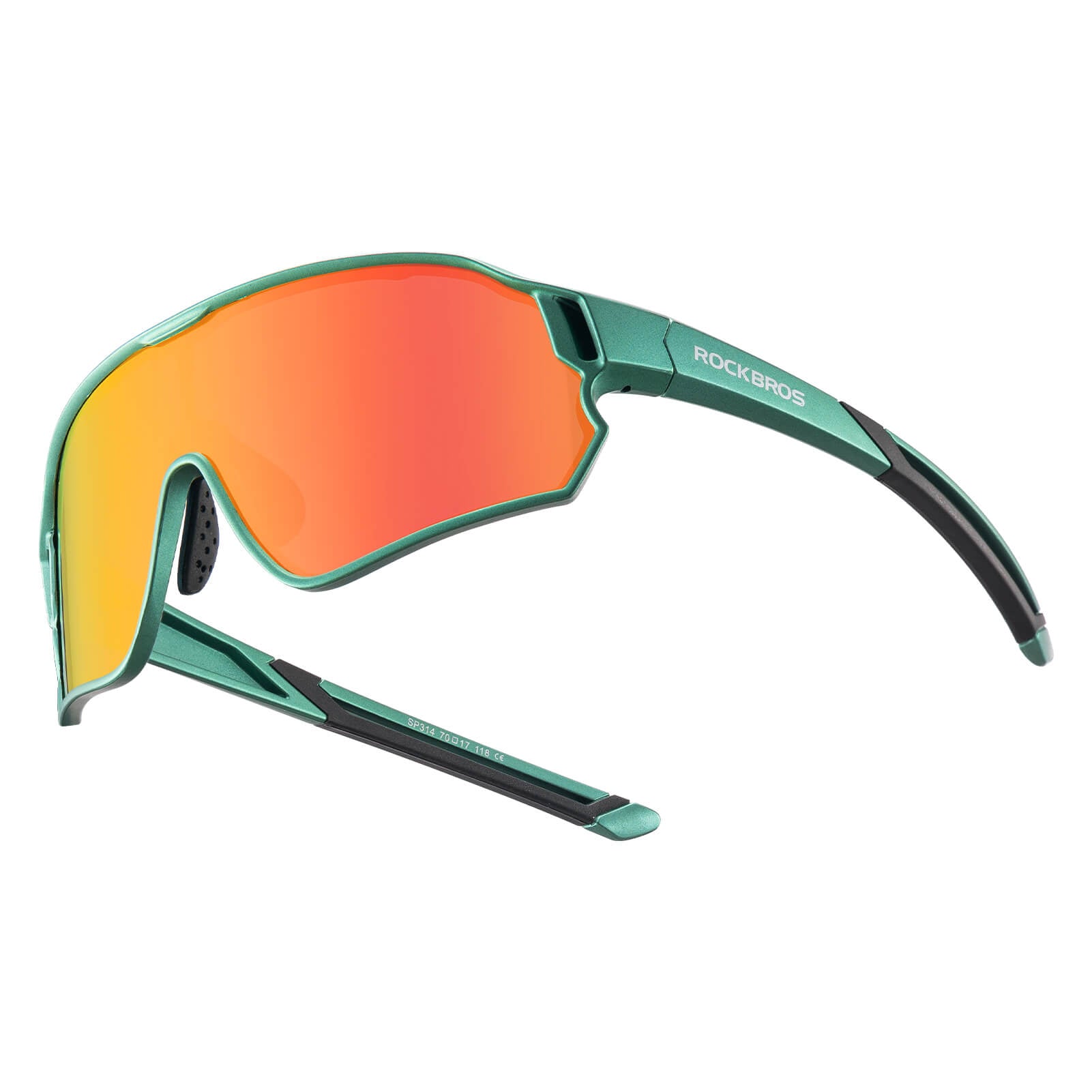 ROCKBROS polarised kids cycling sunglasses worn by child.
#color_army green