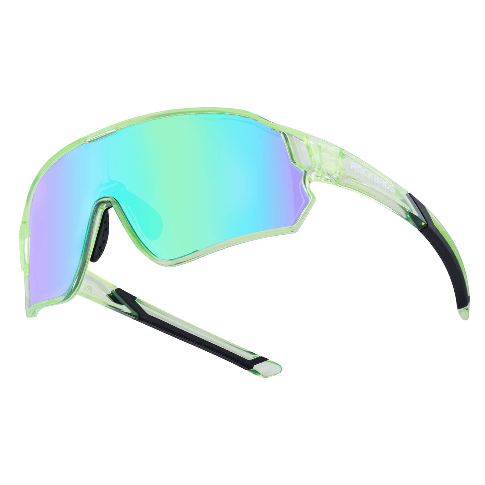 ROCKBROS polarised kids cycling sunglasses worn by child.
#color_light green