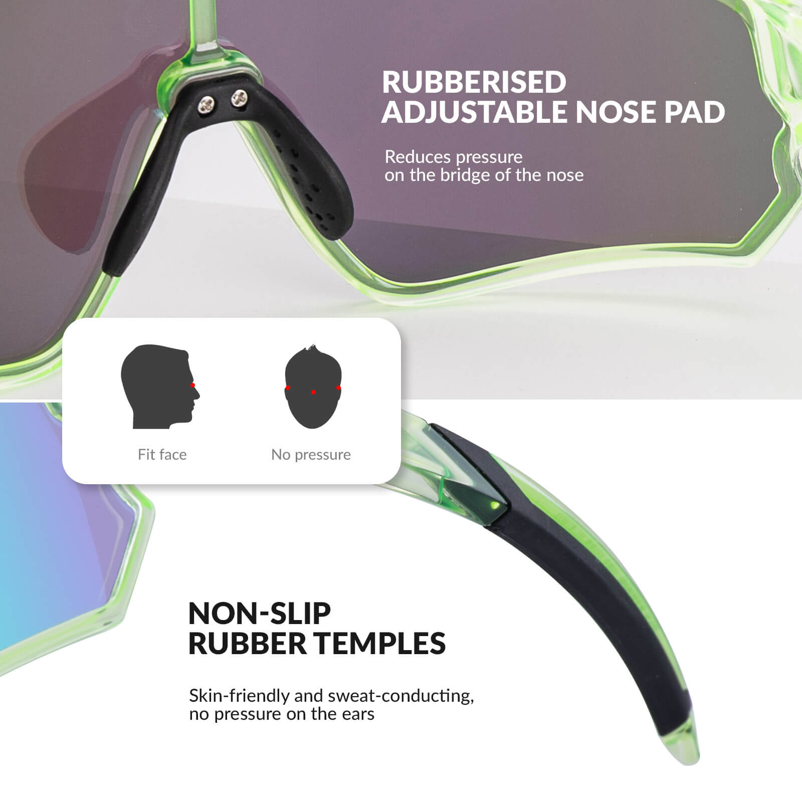 ROCKBROS polarised kids cycling sunglasses worn by child.
#color_light green