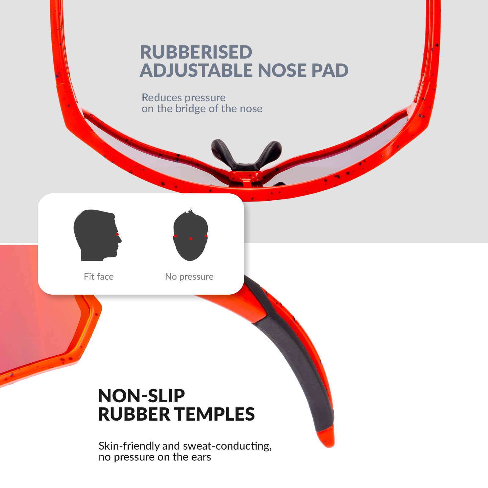 ROCKBROS polarised kids cycling sunglasses worn by child.
#color_red