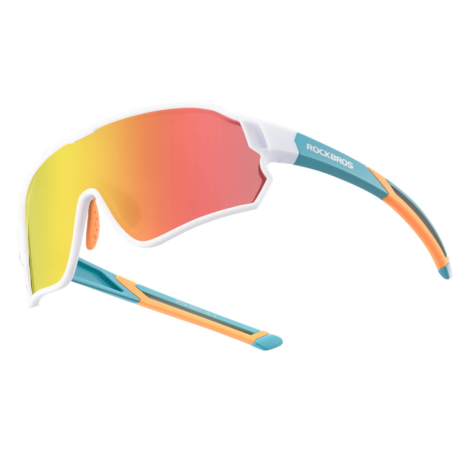 ROCKBROS polarised kids cycling sunglasses worn by child.
#color_teal green
