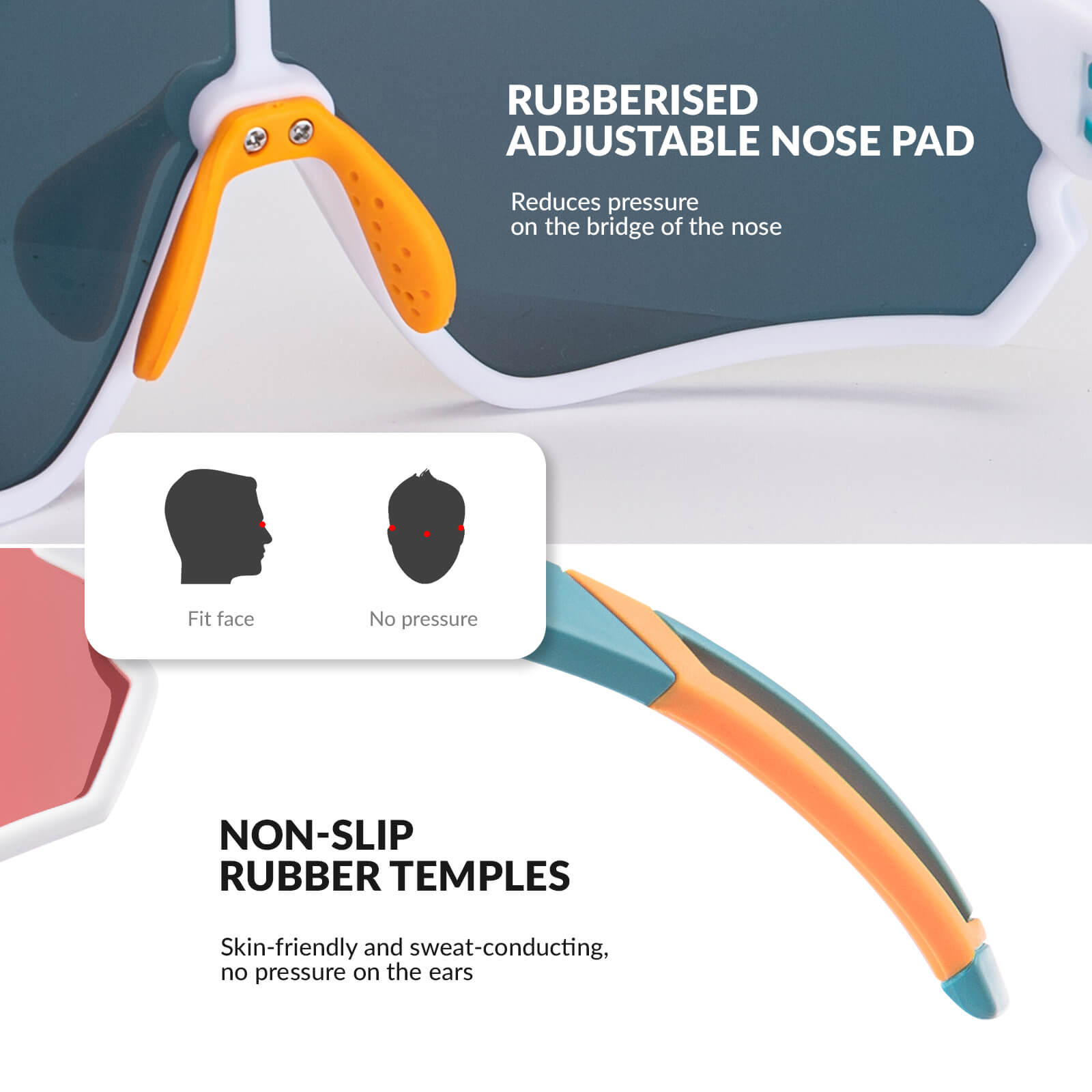 ROCKBROS polarised kids cycling sunglasses worn by child.
#color_teal green