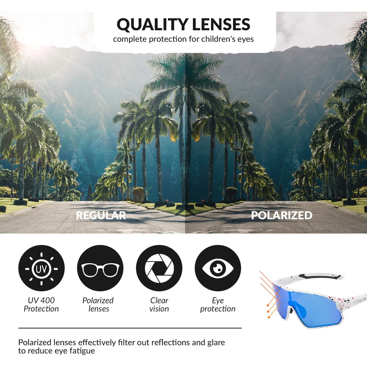 Kids Polarised Sports Bike Sunglasses