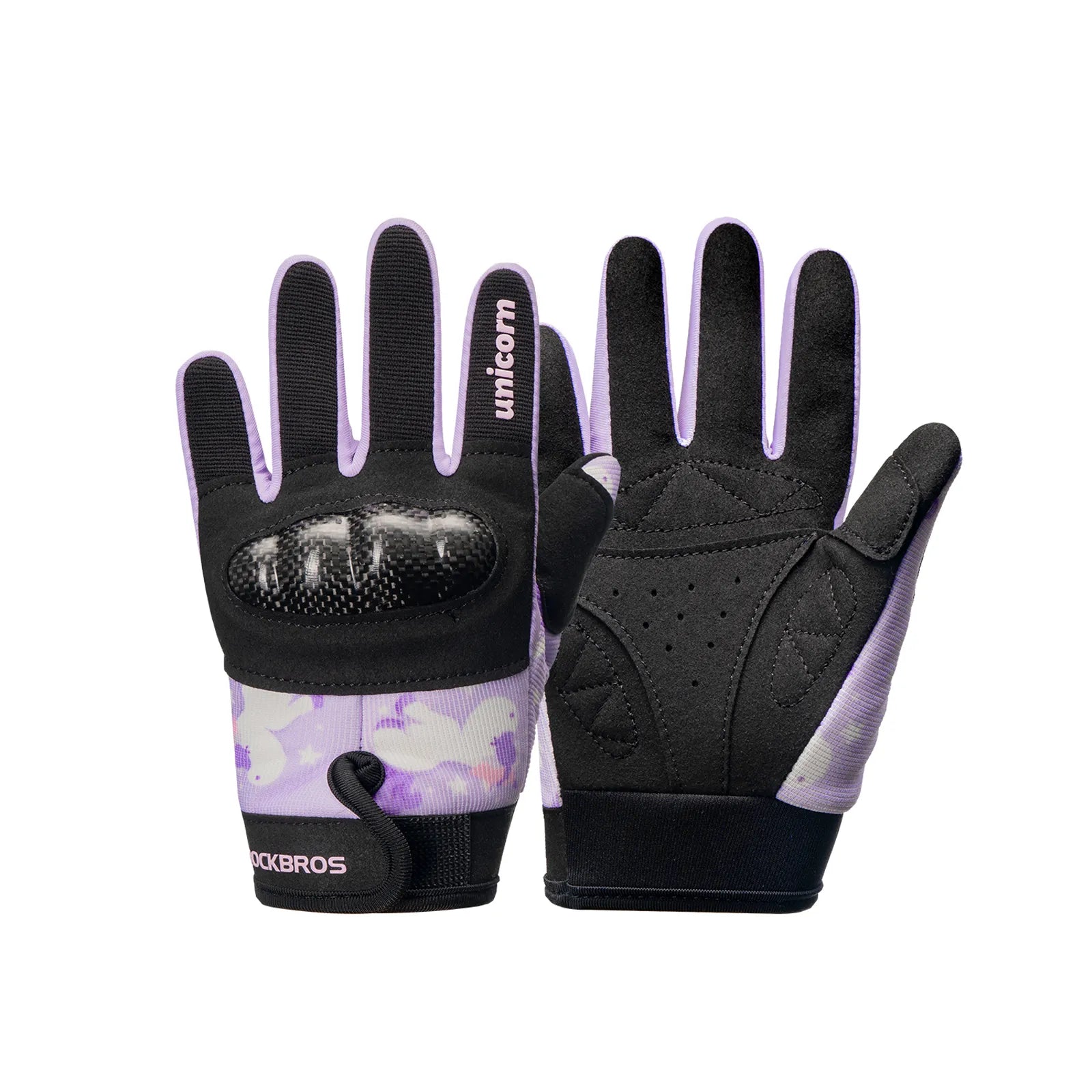 ROCKBROS Kids Full Finger Sports Gloves with Impact Resistant PVC Knuckle Guard for Cycling and BMX.
#color_purple