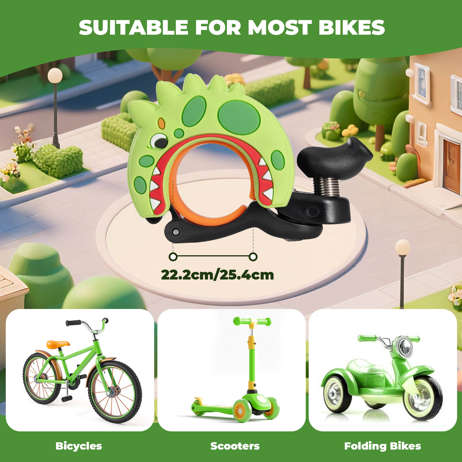 rockbros kids cartoon bike bell for children’s bikes.
#option_dinosaur