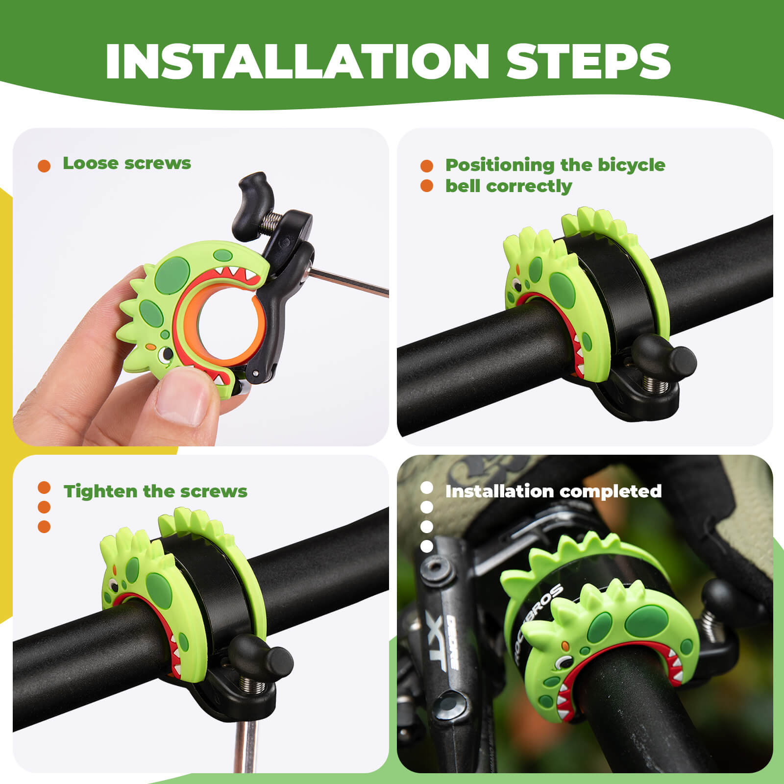 rockbros kids cartoon bike bell for children’s bikes.
#option_dinosaur