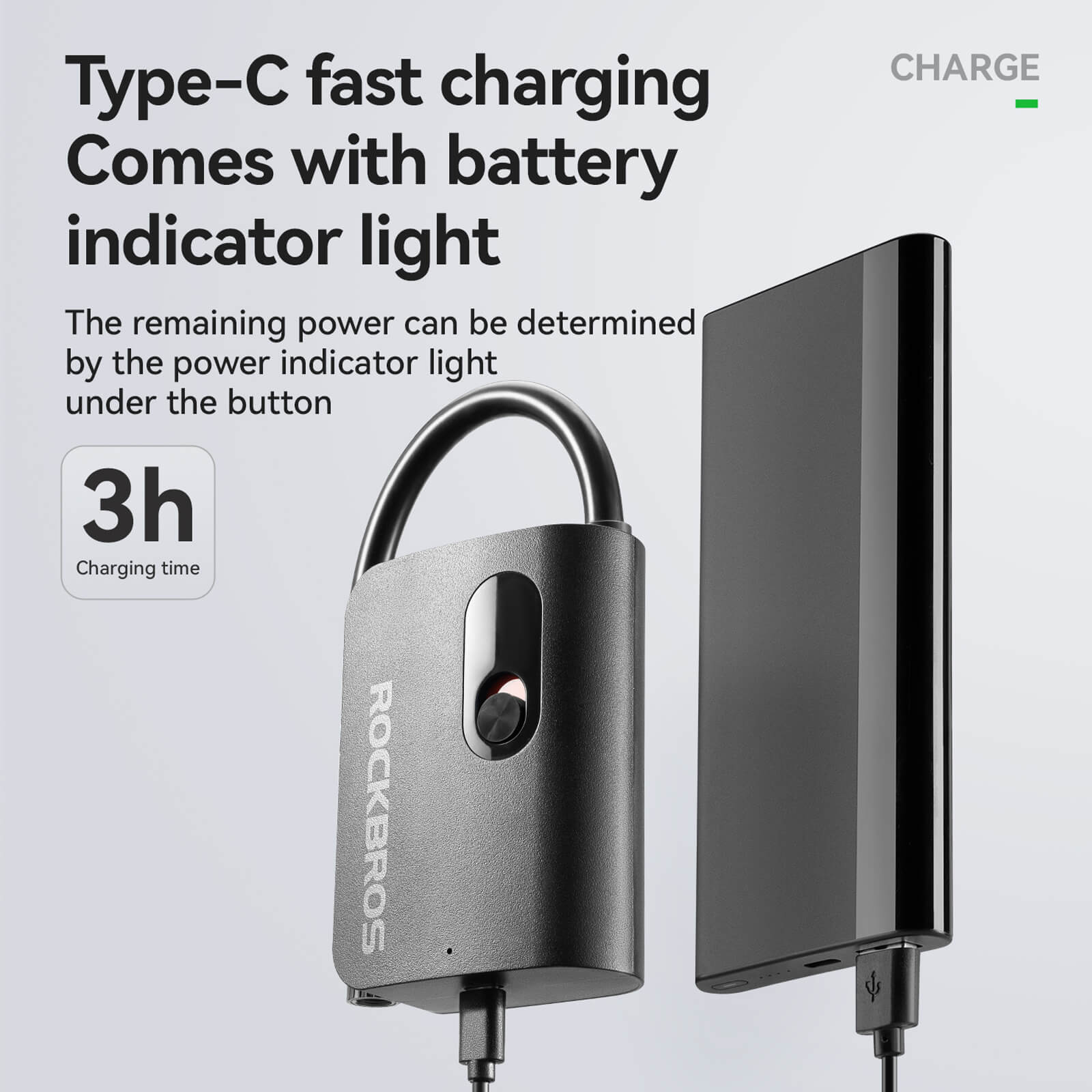 ROCKBROS L1 Mini Electric Bike Tyre Pump 70PSI Cordless Air Inflator for Bicycles.