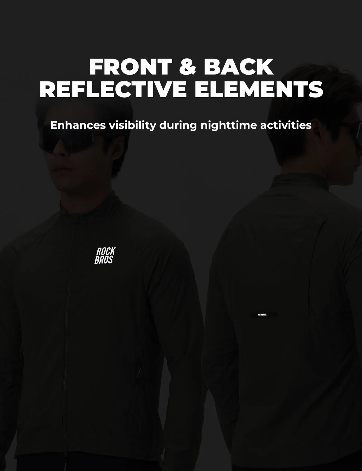 Rockbros lightweight packable cycling wind jacket for men and women.
#color_black