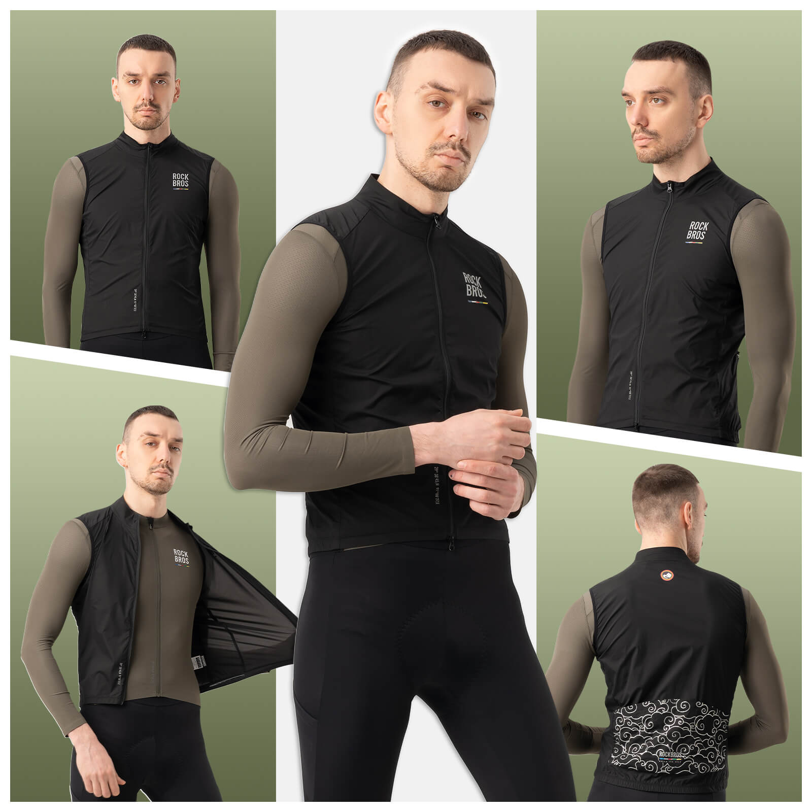 rockbros windproof and lightweight bike vest for long rides.
