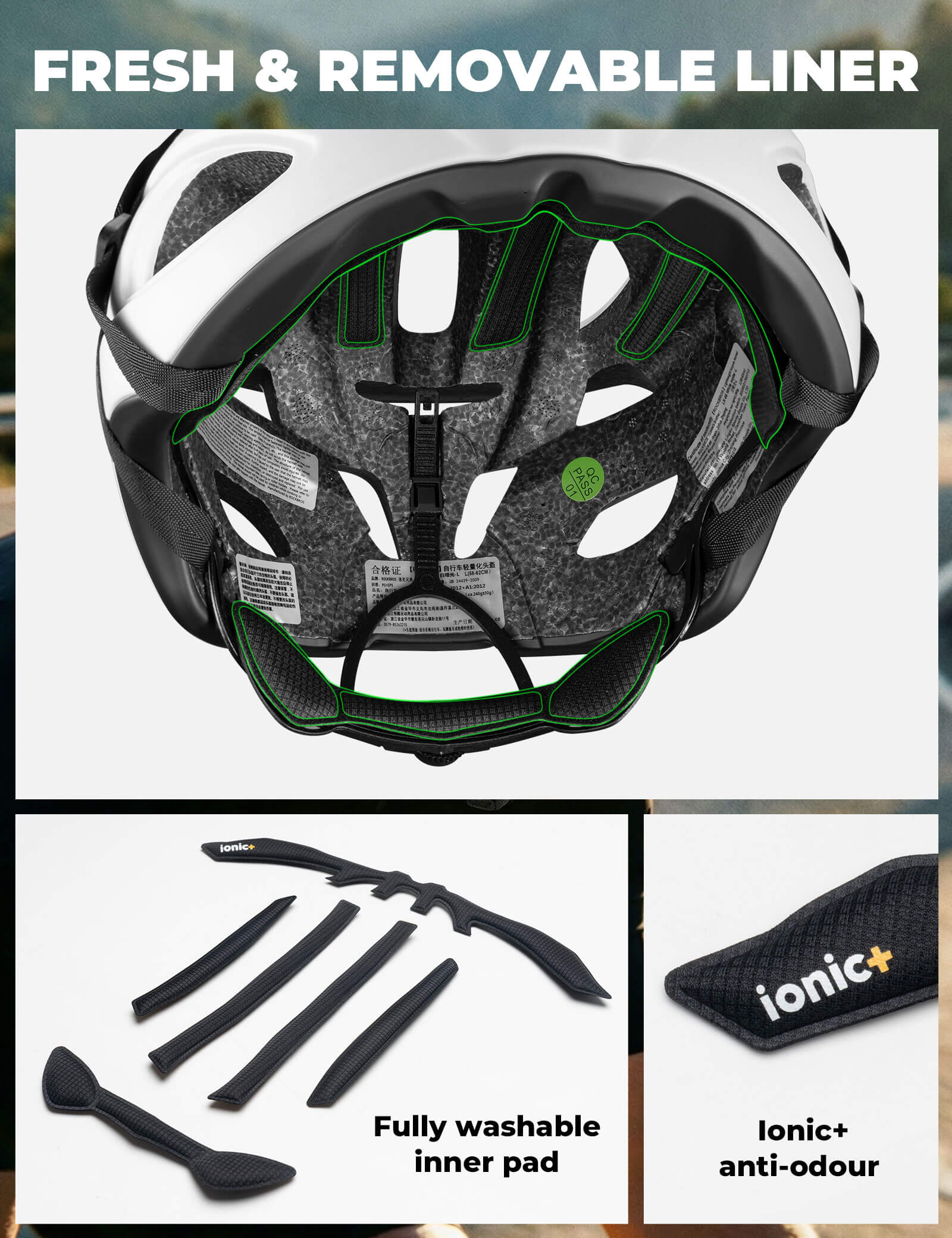 Rockbros LK-66 Adult Bike Helmet - In-Mold Professional Cycling Helmet
#options_matte white
