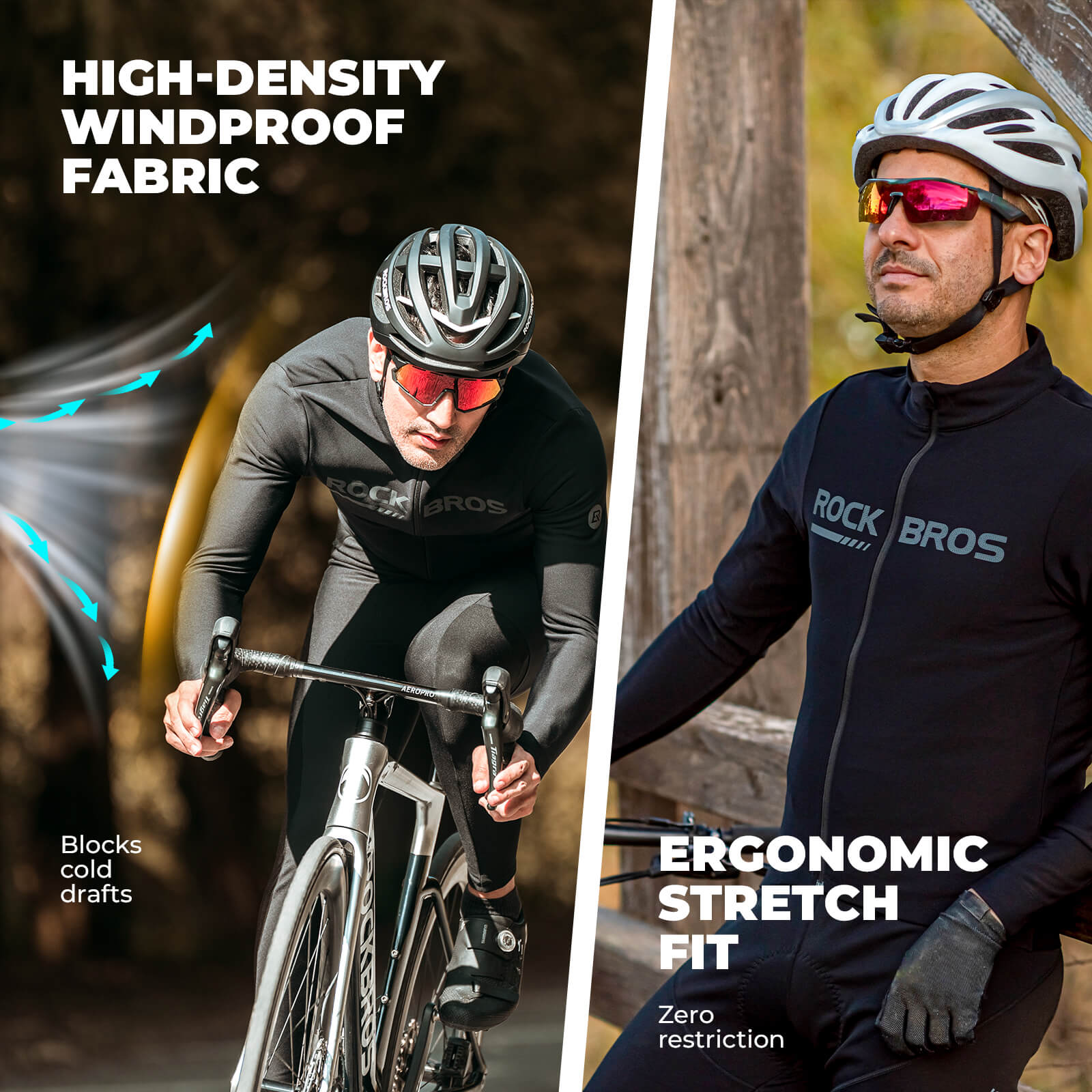 rockbros long sleeve cycling jersey for autumn and winter riding.