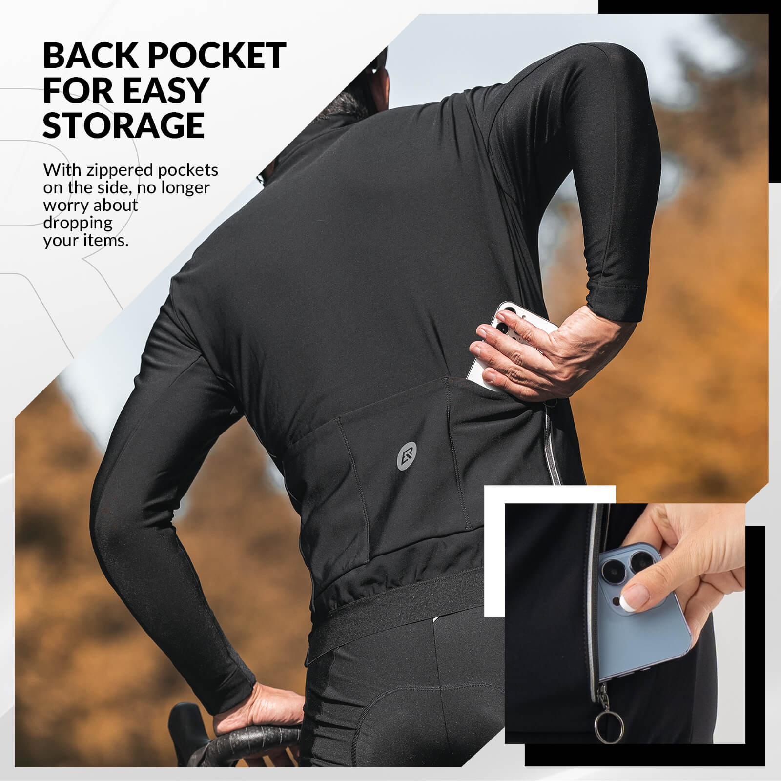 rockbros long sleeve cycling jersey for autumn and winter riding.