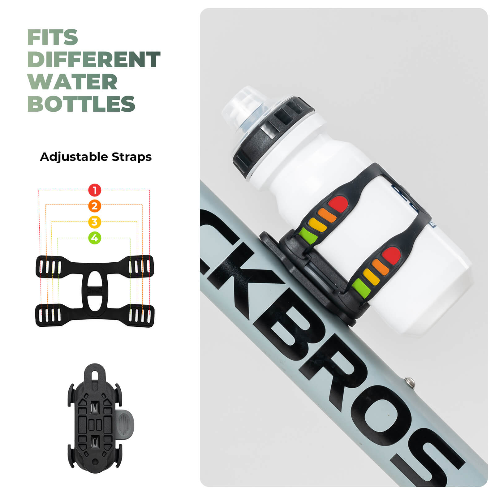 rockbros magnetic strap-on bike bottle cage for quick release and easy mounting.