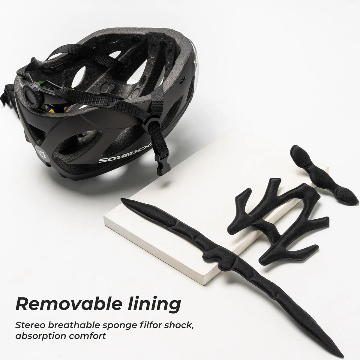 rockbros magnetic goggles cycling helmet for road and mountain biking.
#colour_black