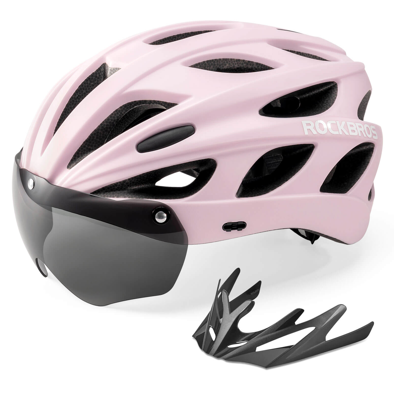 rockbros magnetic goggles cycling helmet for road and mountain biking.
#color_pink