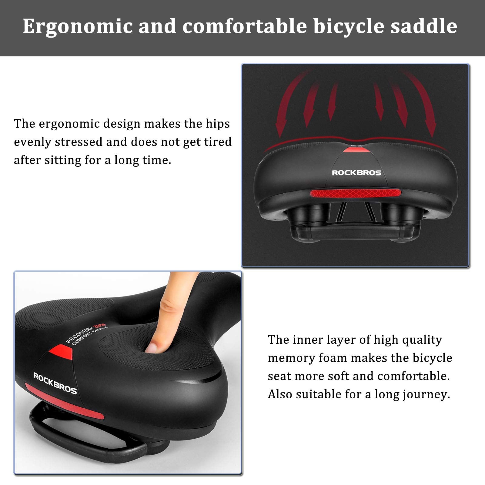 rockbros memory foam bike saddle seat for comfortable cycling
#Saddle seat color_black