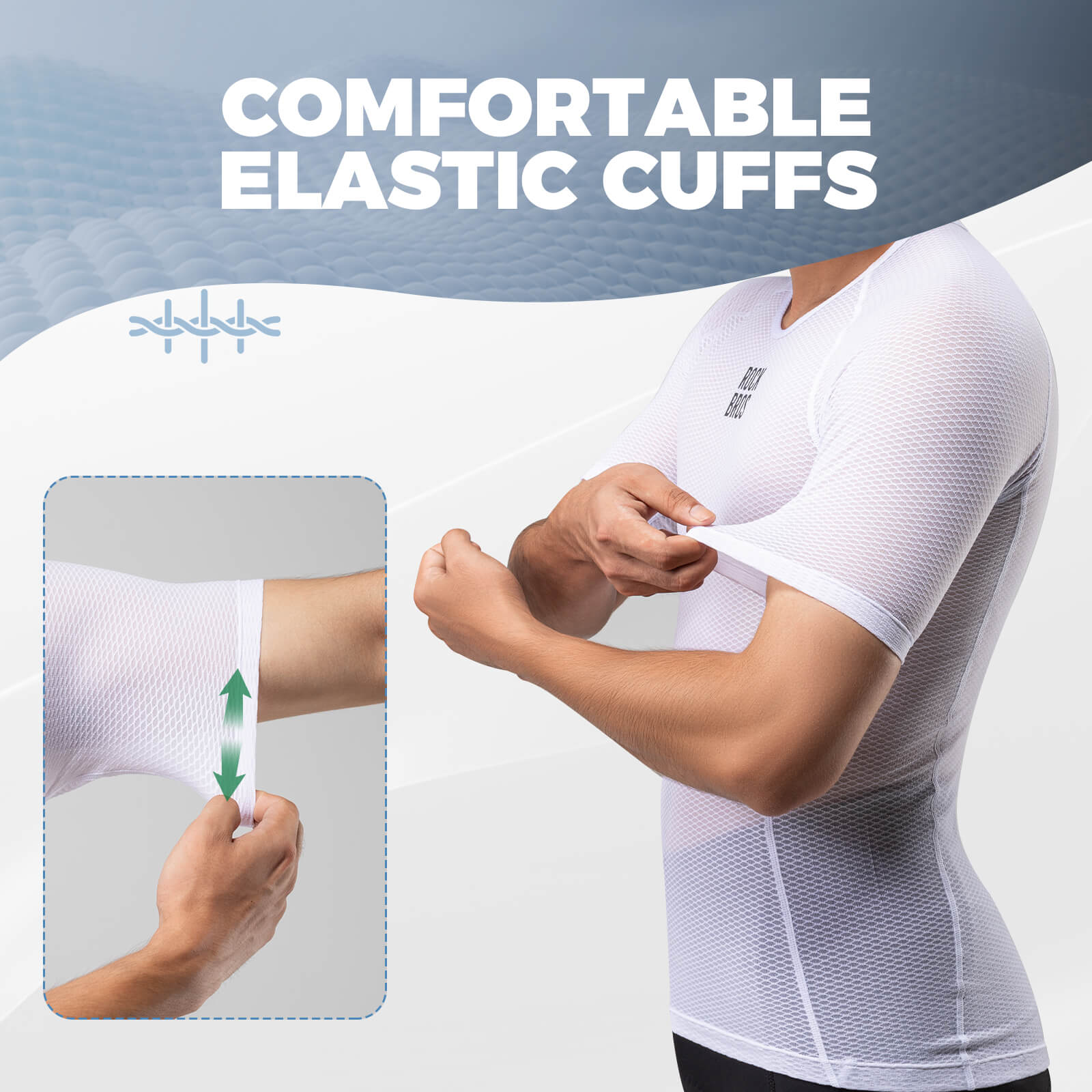 ROCKBROS moisture-wicking short sleeve base layer for gym training.