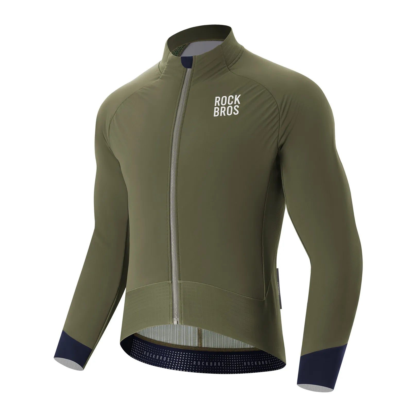 ROCKBROS Men's Outdoor Cycling Jacket with High-Visibility Reflective Strips.
#color_black green