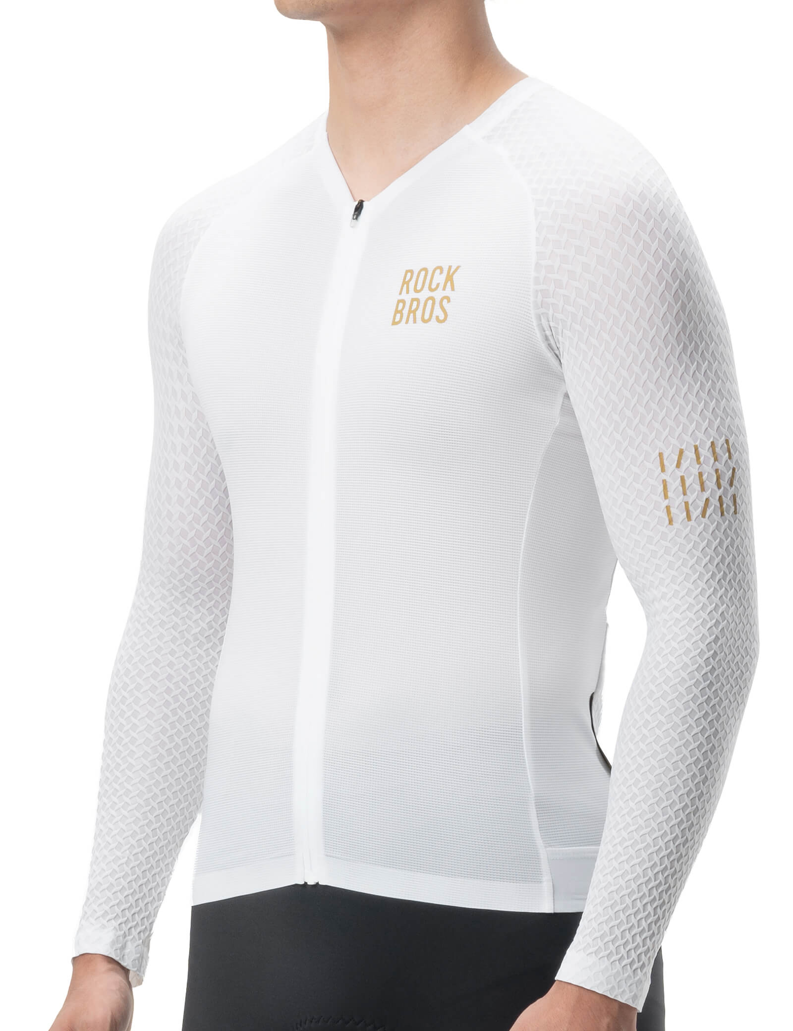 ROCKBROS Men's Long-Sleeved Cycling Jersey with 3D Cut Diamond Fit
#color_white