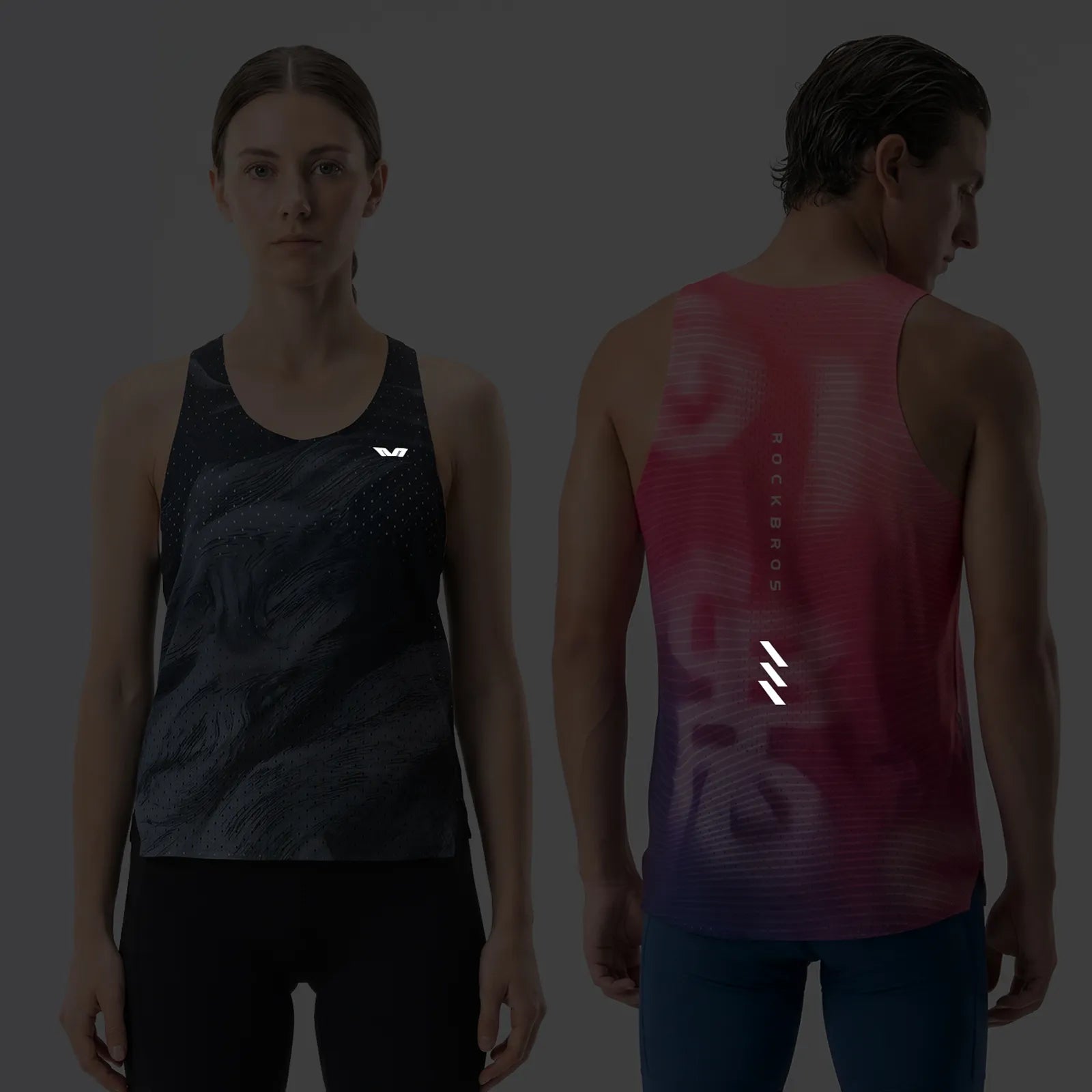 ROCKBROS men's lightweight running singlet in black, breathable quick-dry fabric for race training