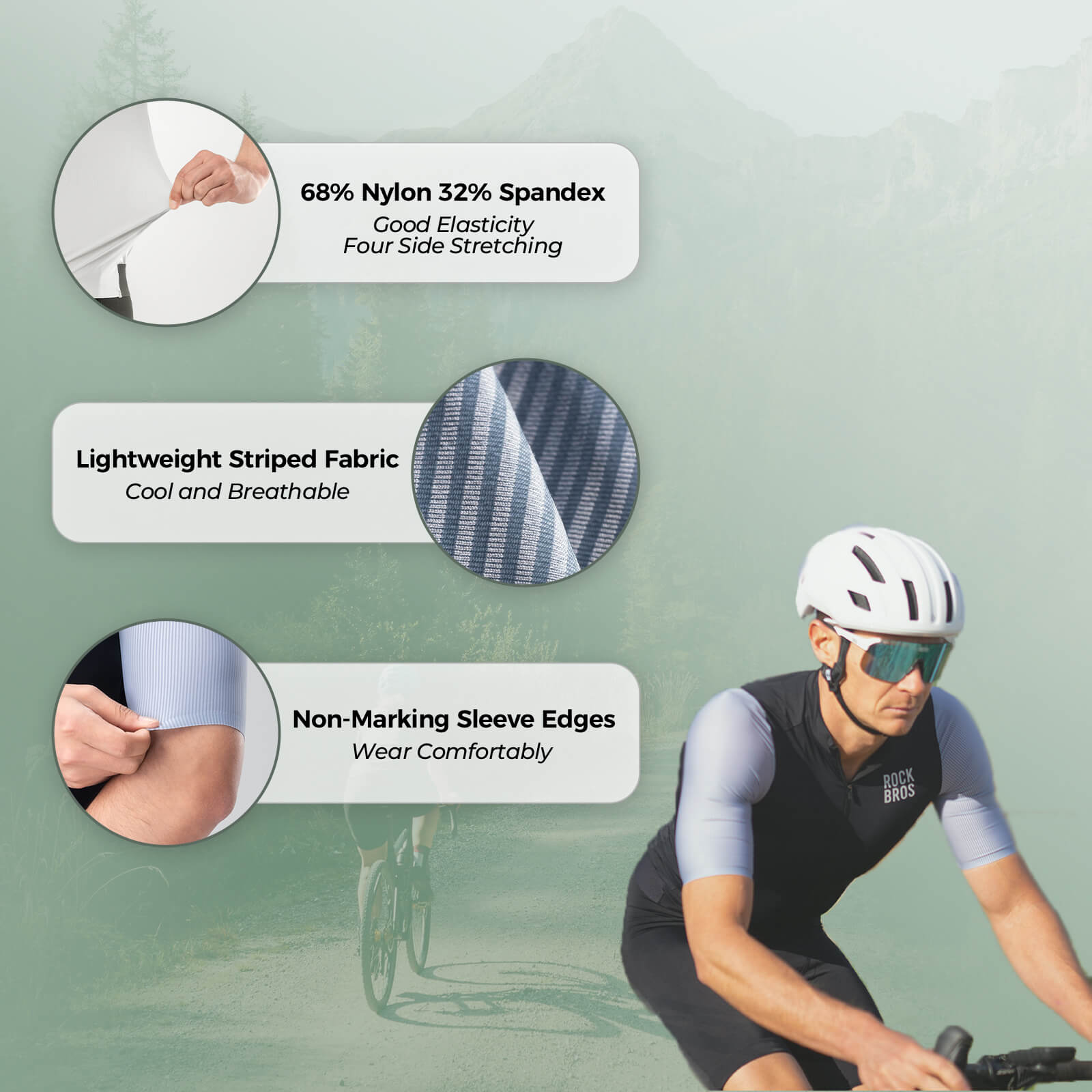 rockbros men’s lightweight breathable cycling jersey for summer rides.
#color_white