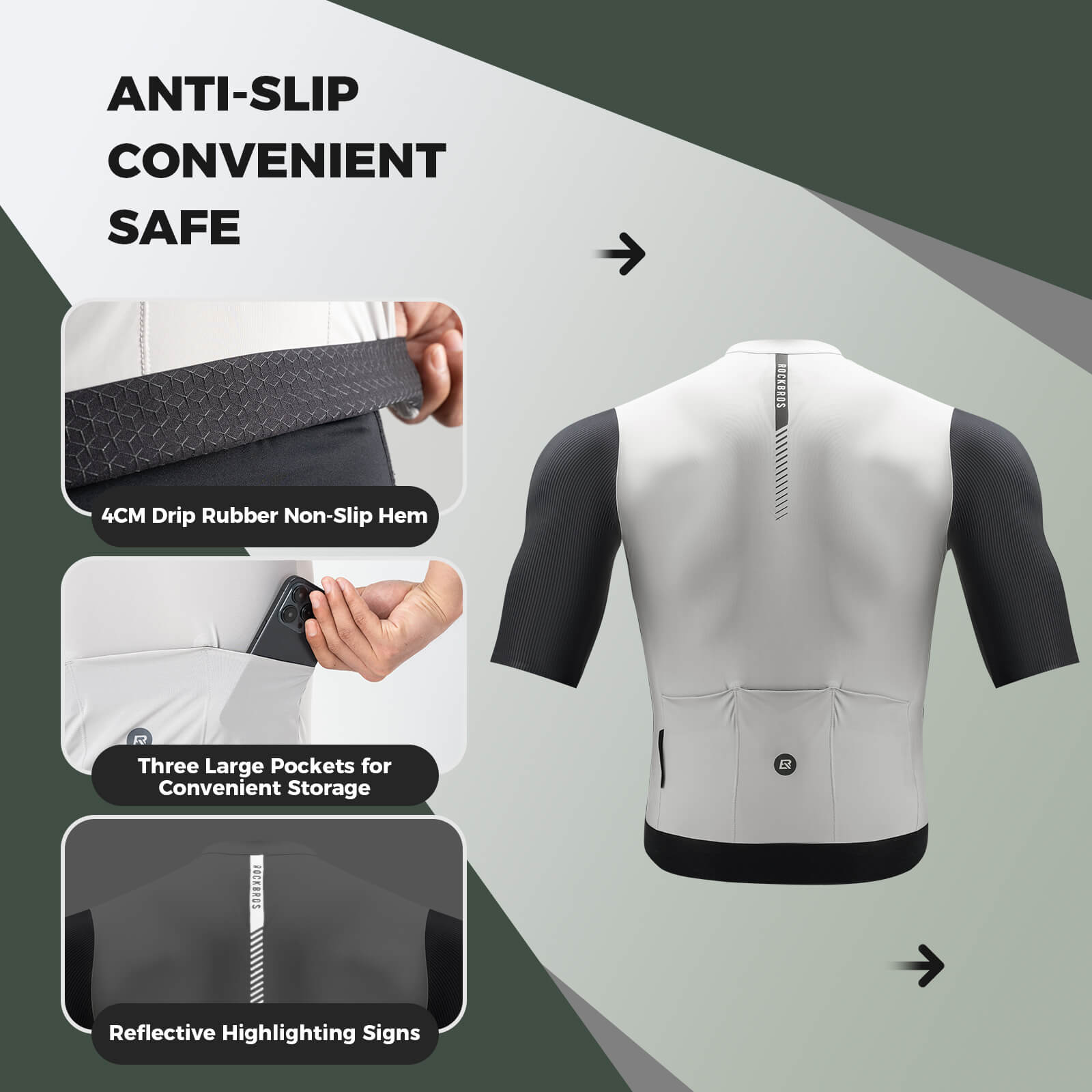 rockbros men’s lightweight breathable cycling jersey for summer rides.
#color_white