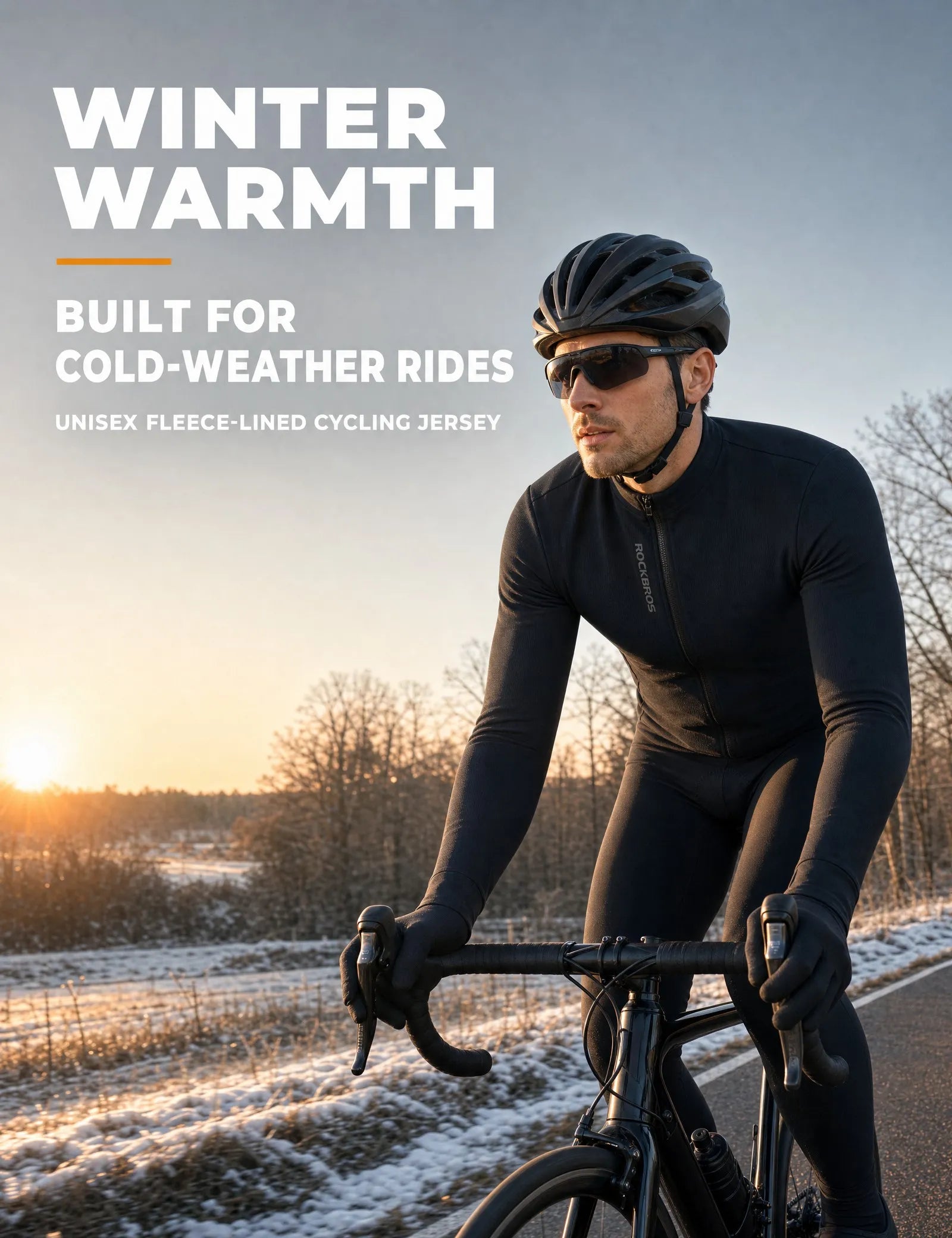 ROCKBROS thermal long sleeve cycling jersey winter cycling