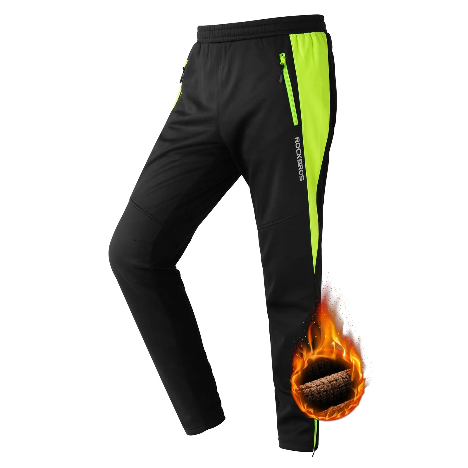 ROCKBROS Men's Windproof Cycling Pants with Soft Fleece Lining for Winter