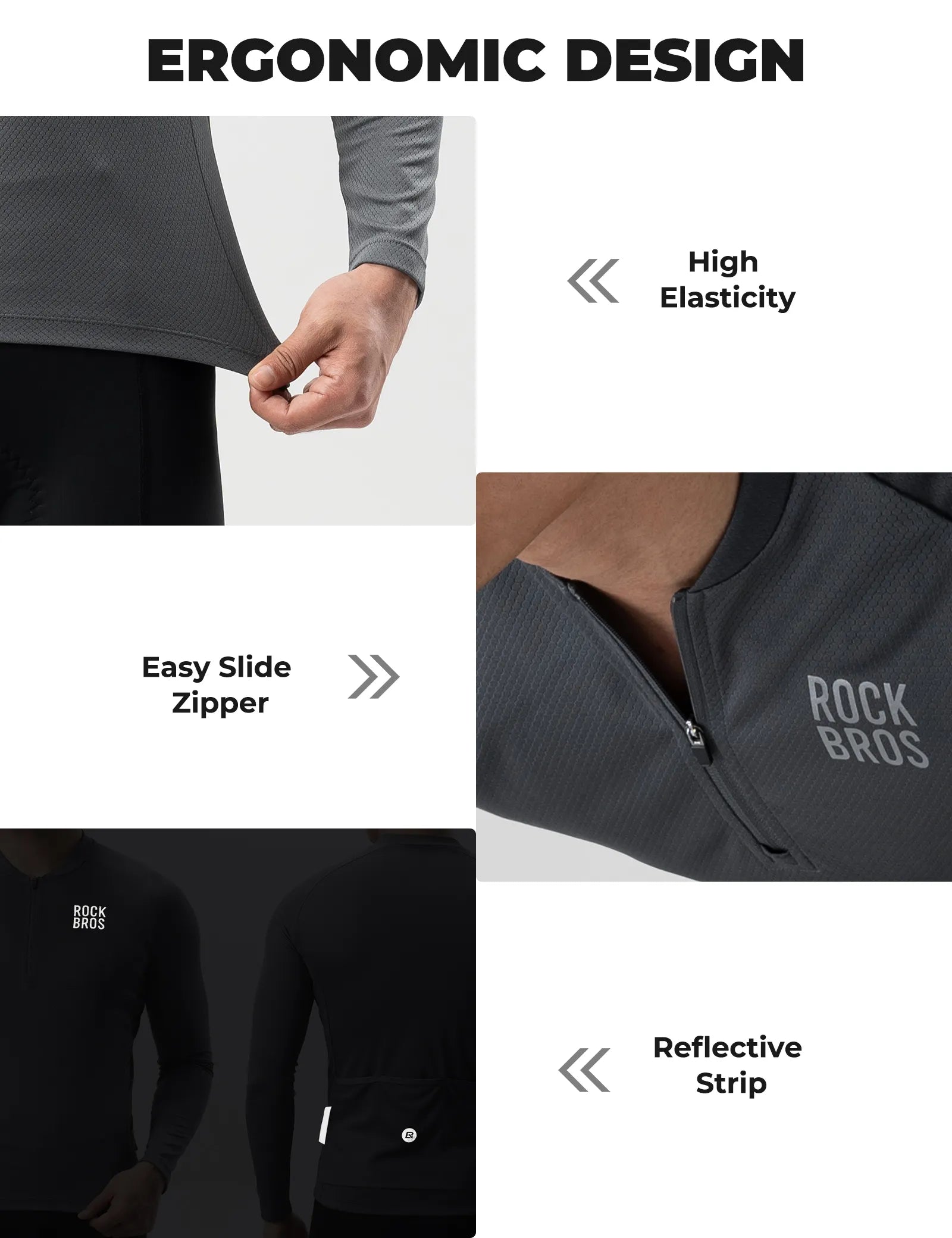 ROCKBROS Men's Zephyra Long Sleeve Cycling Jersey - Lightweight Breathable Half Zip Bike Shirt Front View.
#color_yellow