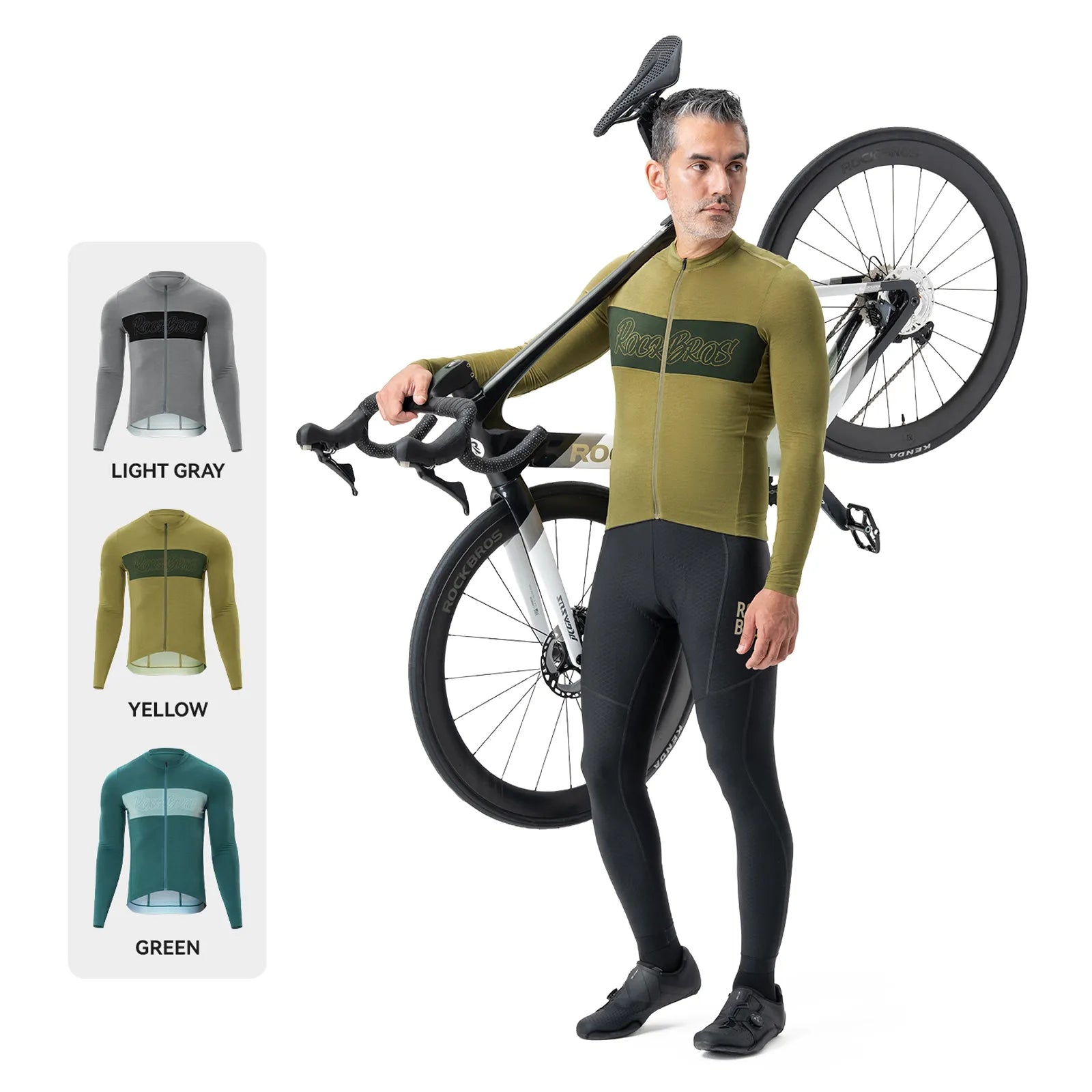 ROCKBROS Men's Merino Wool Long Sleeve Cycling Jersey - SoftTouch Series.
#color_grey