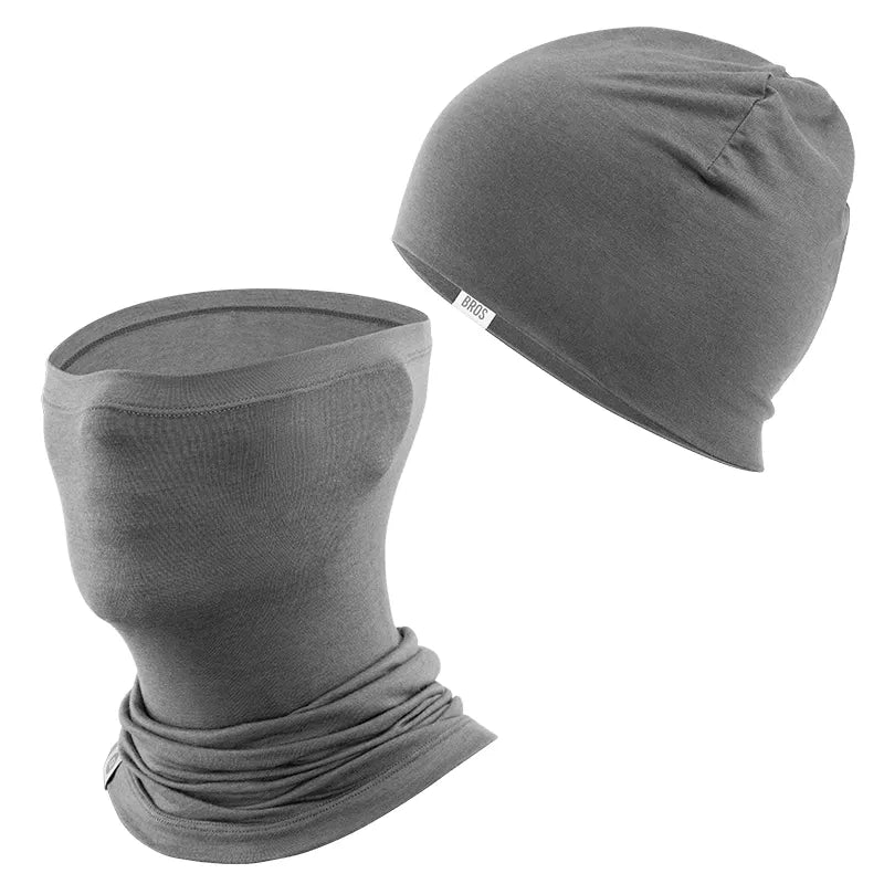 ROCKBROS Merino Wool Cycling Cap & Face Mask Bundle for Winter Riding.
#color_Grey / Grey