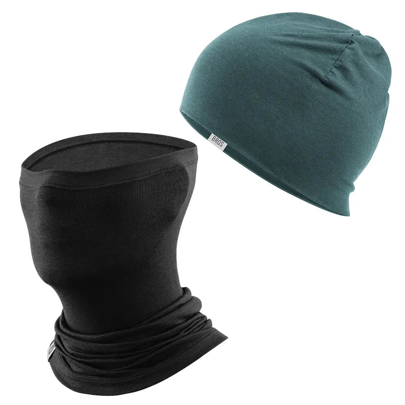 ROCKBROS Merino Wool Cycling Cap & Face Mask Bundle for Winter Riding.
#color_Army Green / Black
