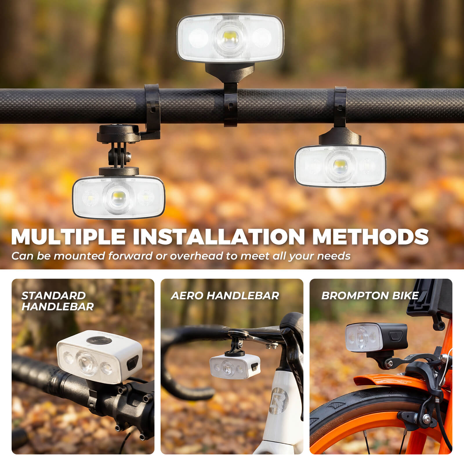 ROCKBROS Mini Bike Front Light - Ultra Bright LED Safety Torch for Night Riding.
#color_white