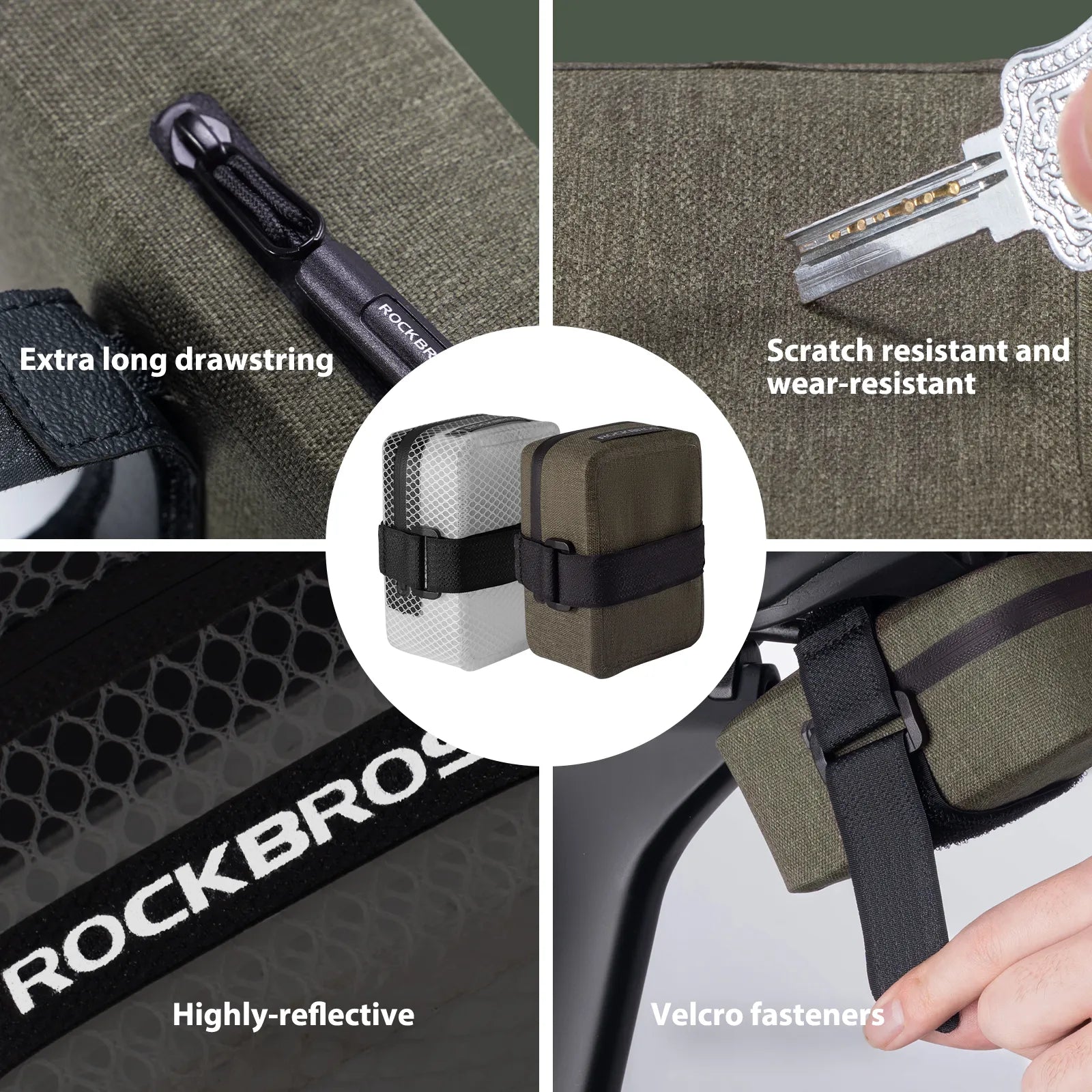 Rockbros AS-137 0.4L compact waterproof saddle bag mounted under a bicycle seat
#color_green