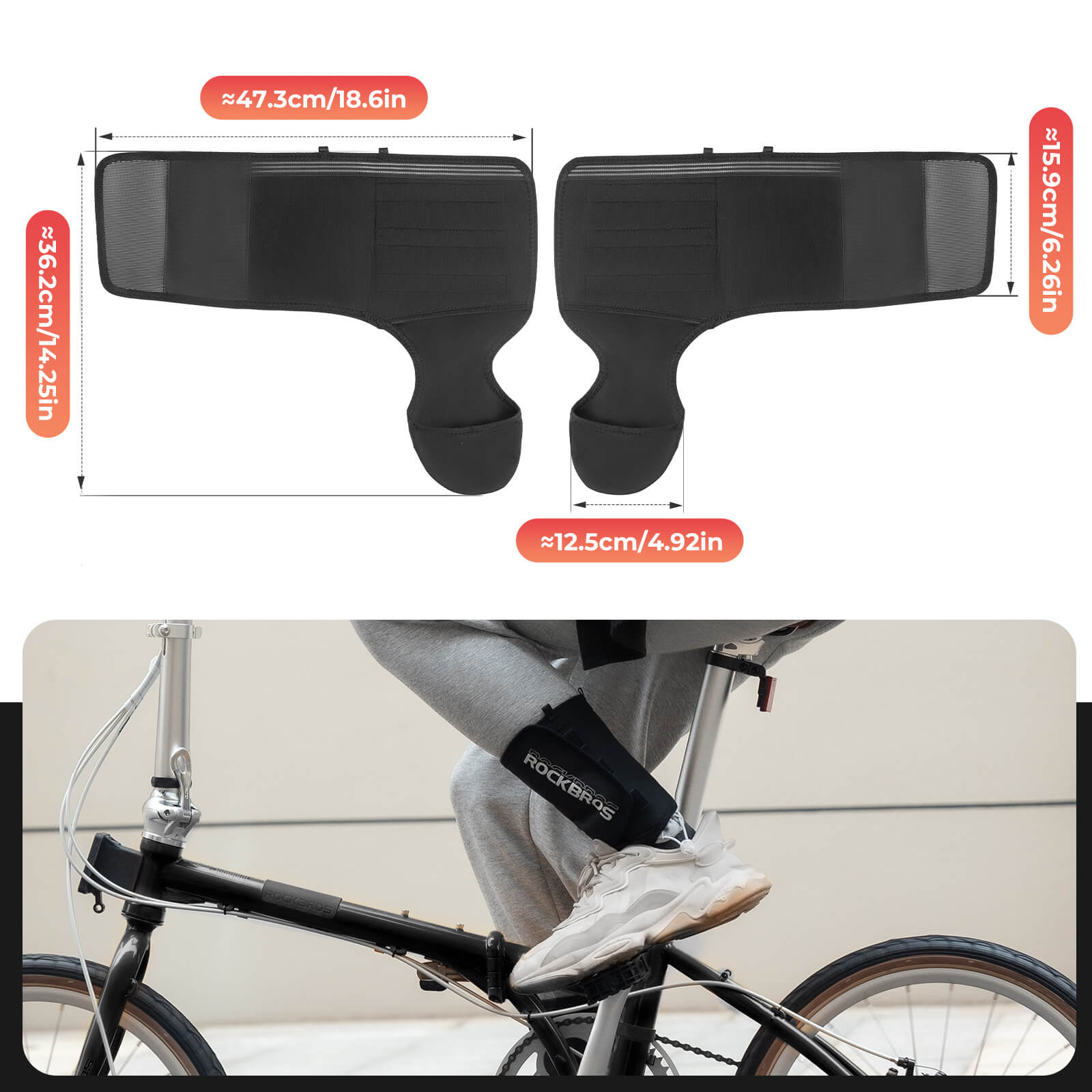 Rockbros Thermal Windproof Motorcycle & Cycling Shoe Covers, Reusable Winter Boot Protectors on White Background