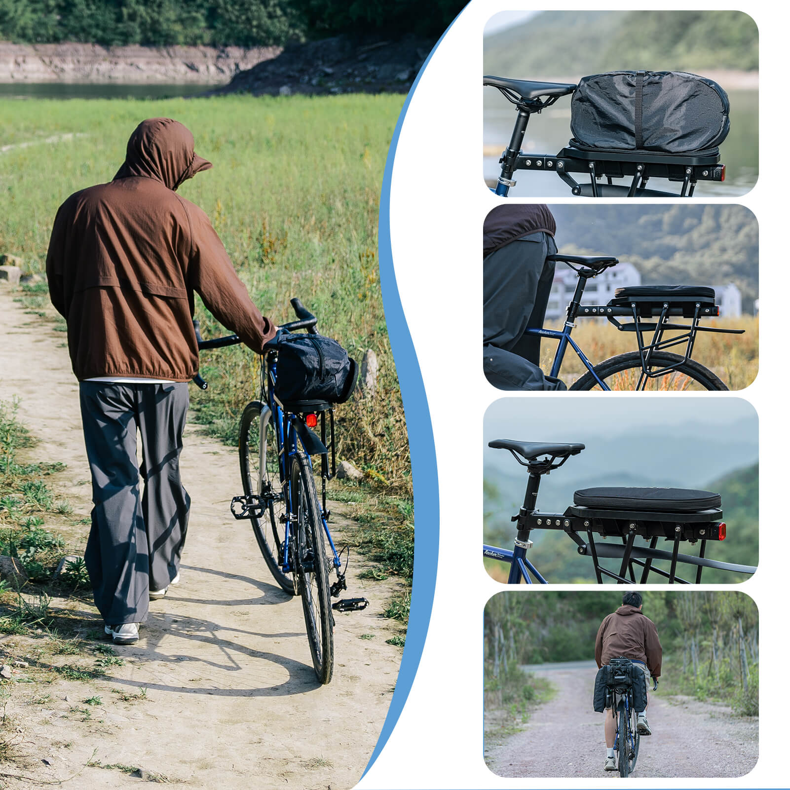 ROCKBROS 5L expandable MTB rear seat bag for mountain bike storage.