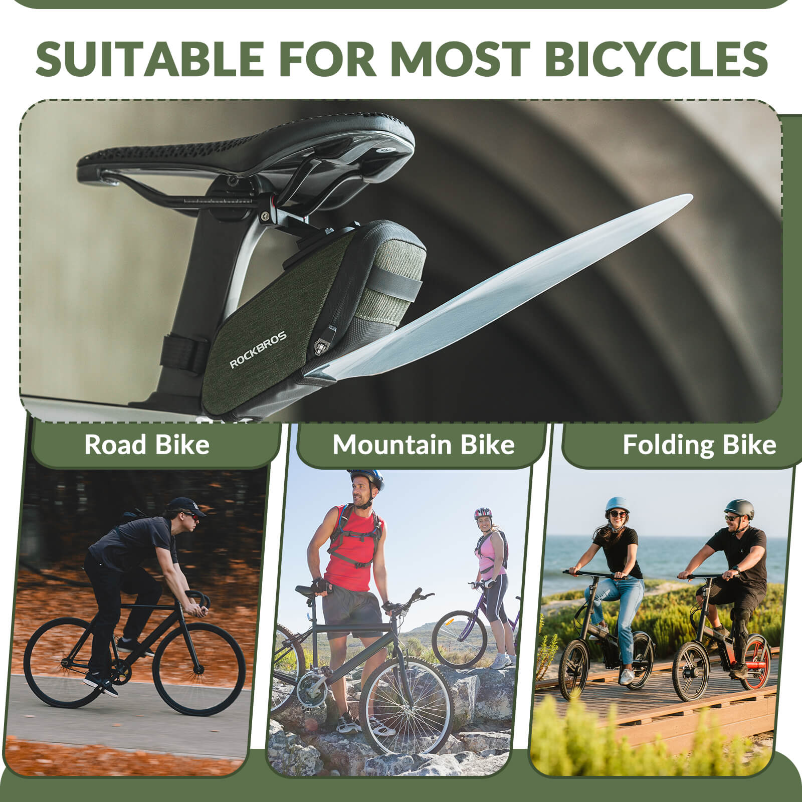 ROCKBROS Waterproof Saddle Bag with Mudguard for Road and MTB Cycling