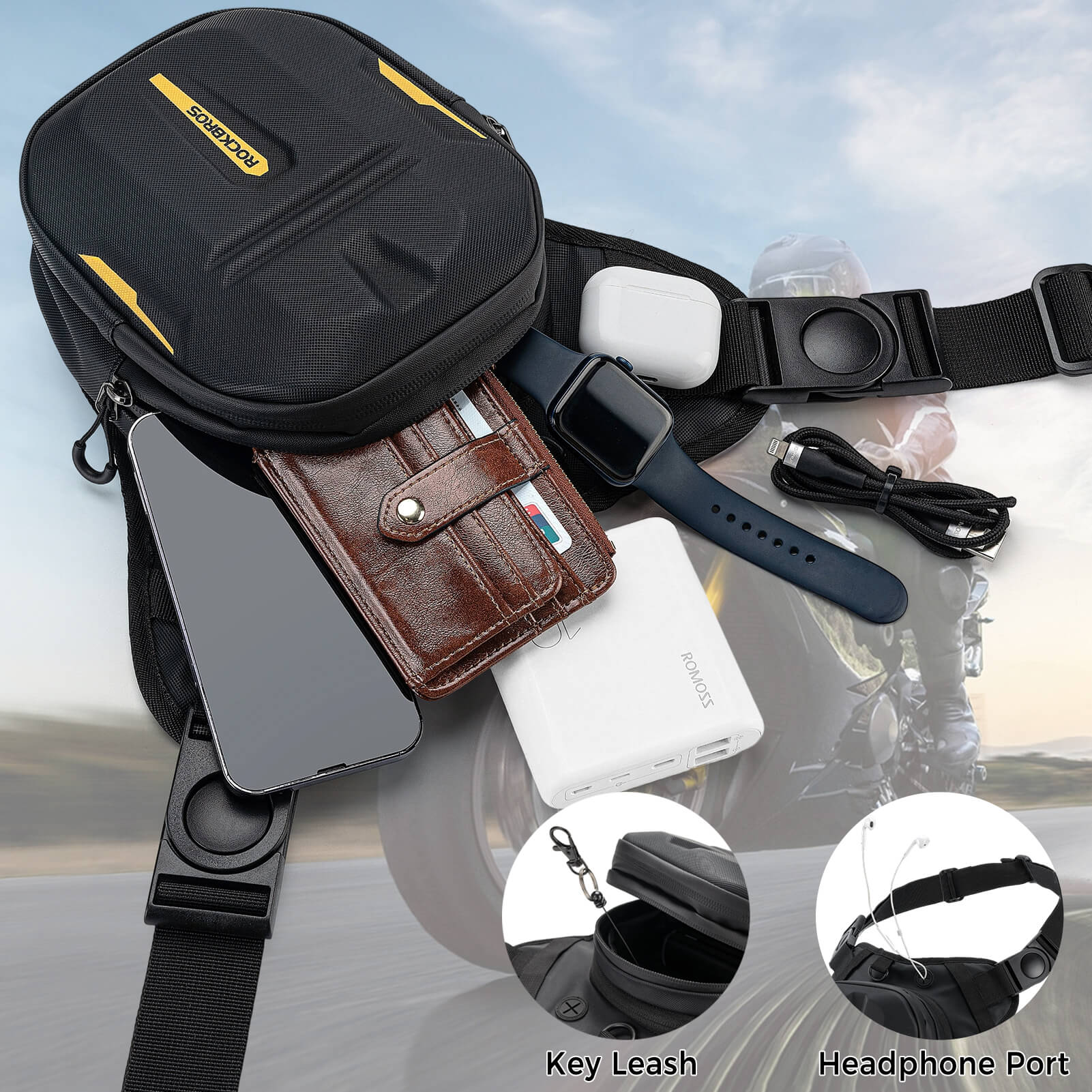 ROCKBROS magnetic attachment motorcycle bag for motorbike riders.