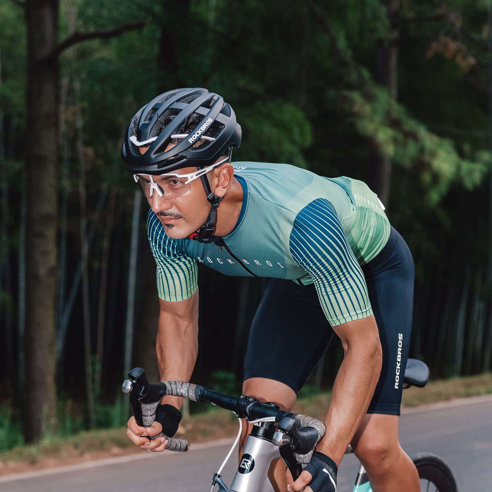 rockbros lightweight men’s cycling jersey for outdoor rides
#color_teal green