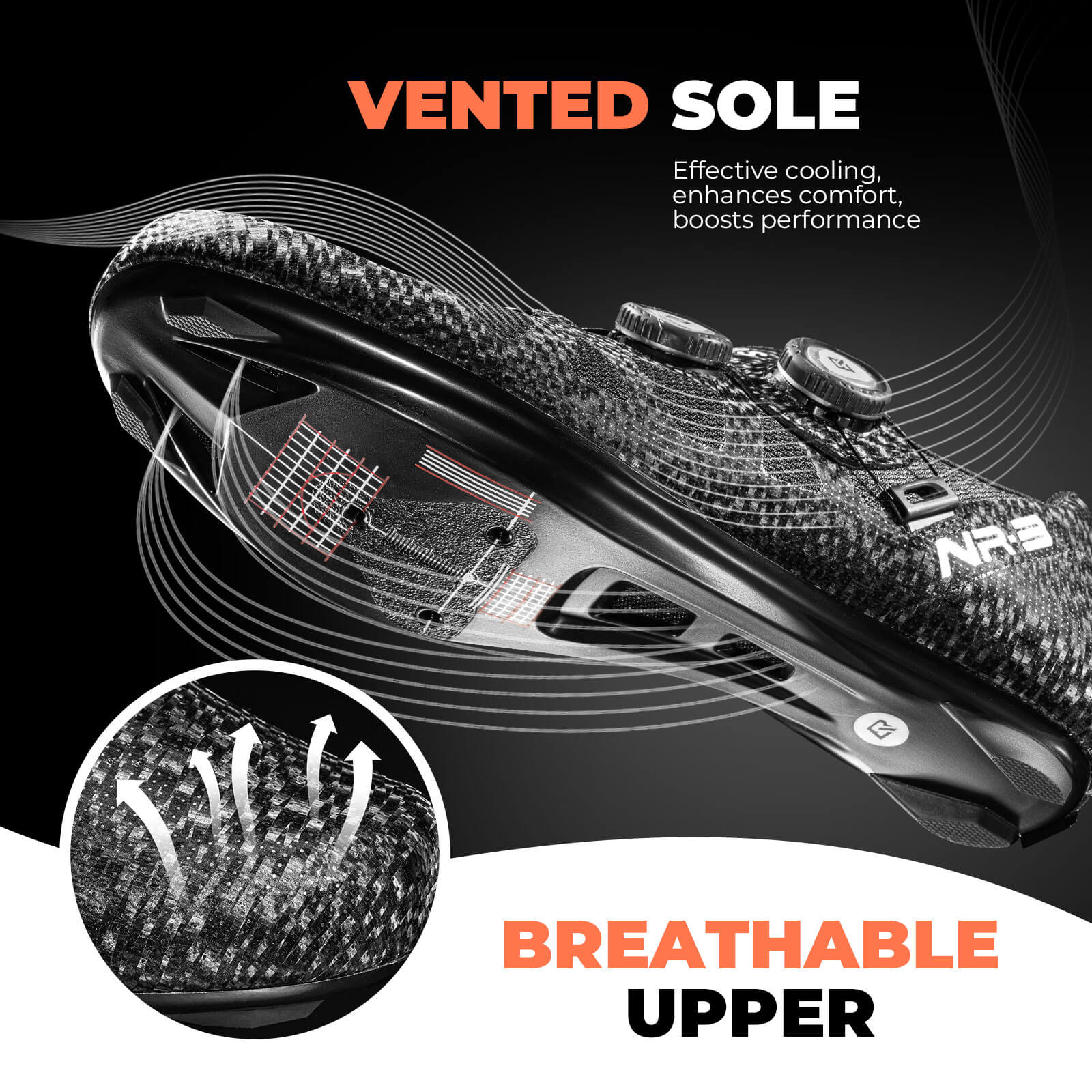 rockbros NR3 nylon cycling shoes for road and mountain biking.
#color_black