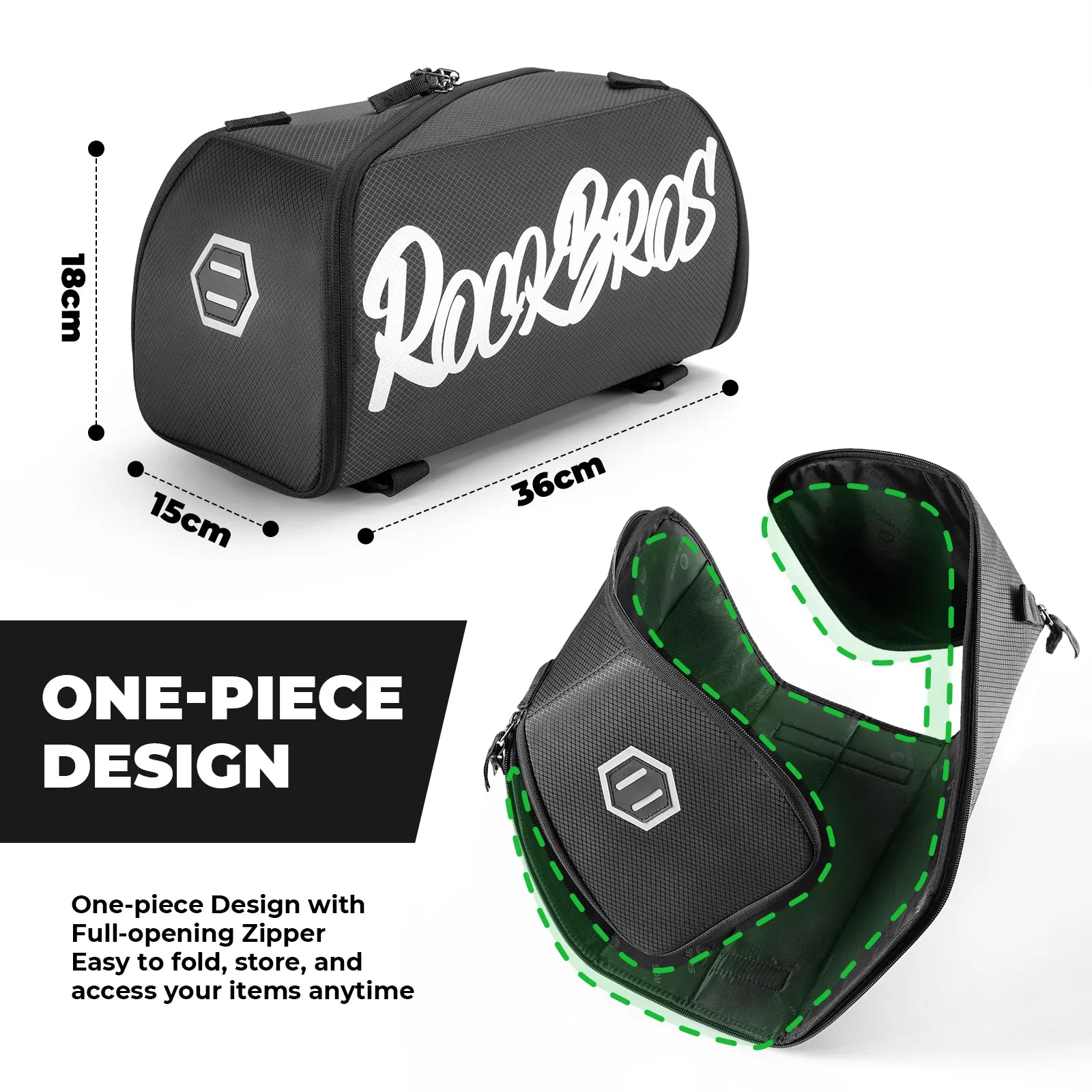 ROCKBROS large capacity bike pannier bag with wraparound zipper for easy access.
#options_Standard (11.6L)